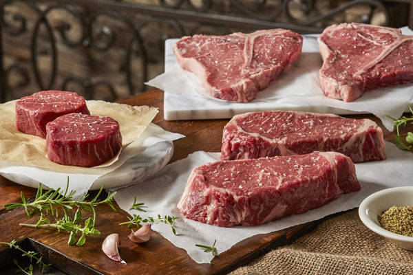 Raw steaks