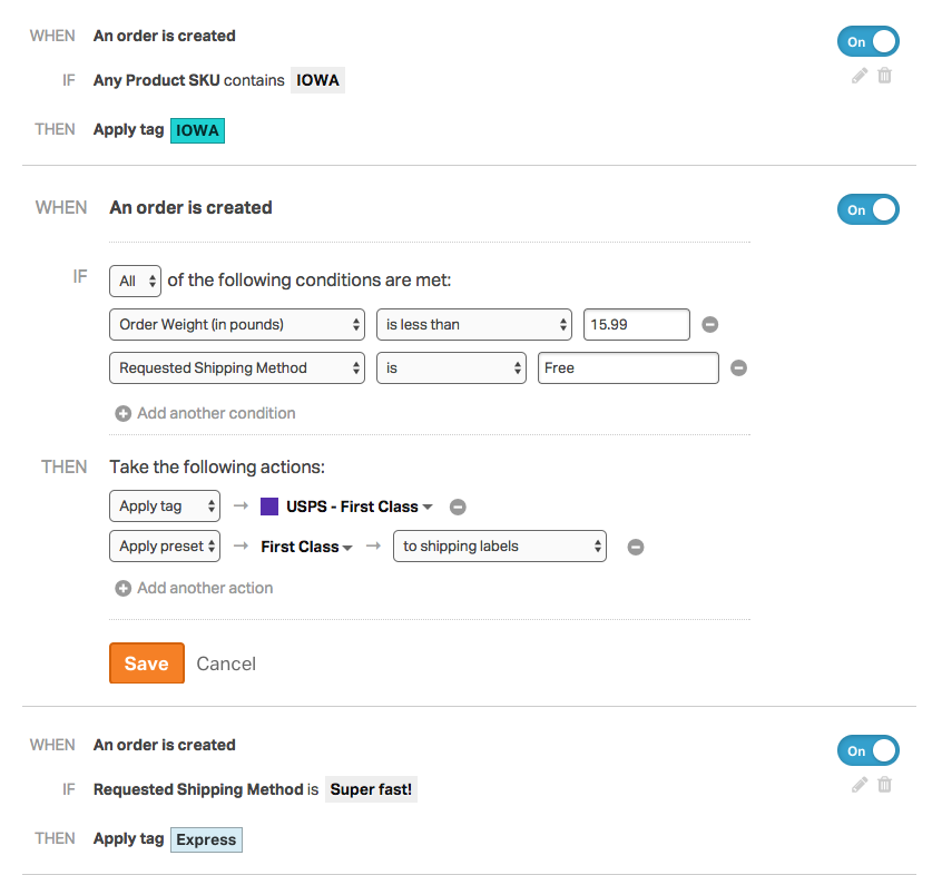 Apply preset rule UI