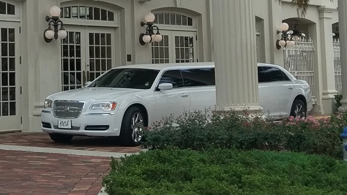 Interior of a luxury wedding limousine in Orlando