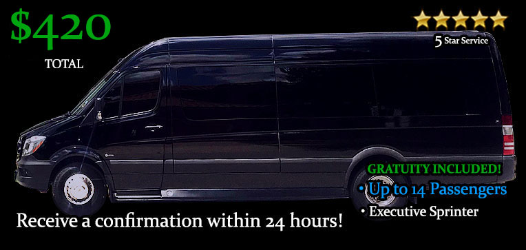 Four hundred and twenty dollars for 14 Passenger Executive Sprinter from Orlando Airport to Disney