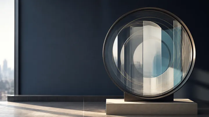 Circular optical installation representing analysis of online reputation signals