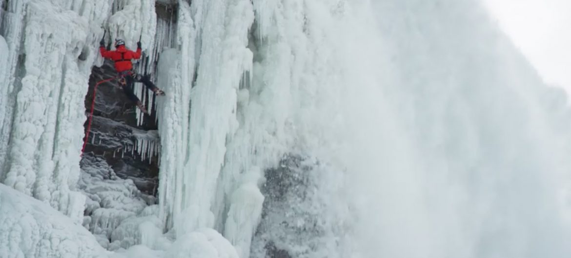 Will Gadd climbs frozen Niagara Falls