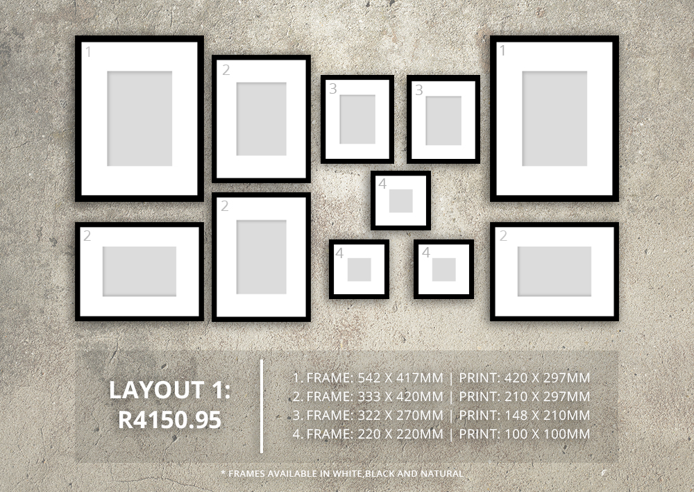 gallery wall layout with frame sizes