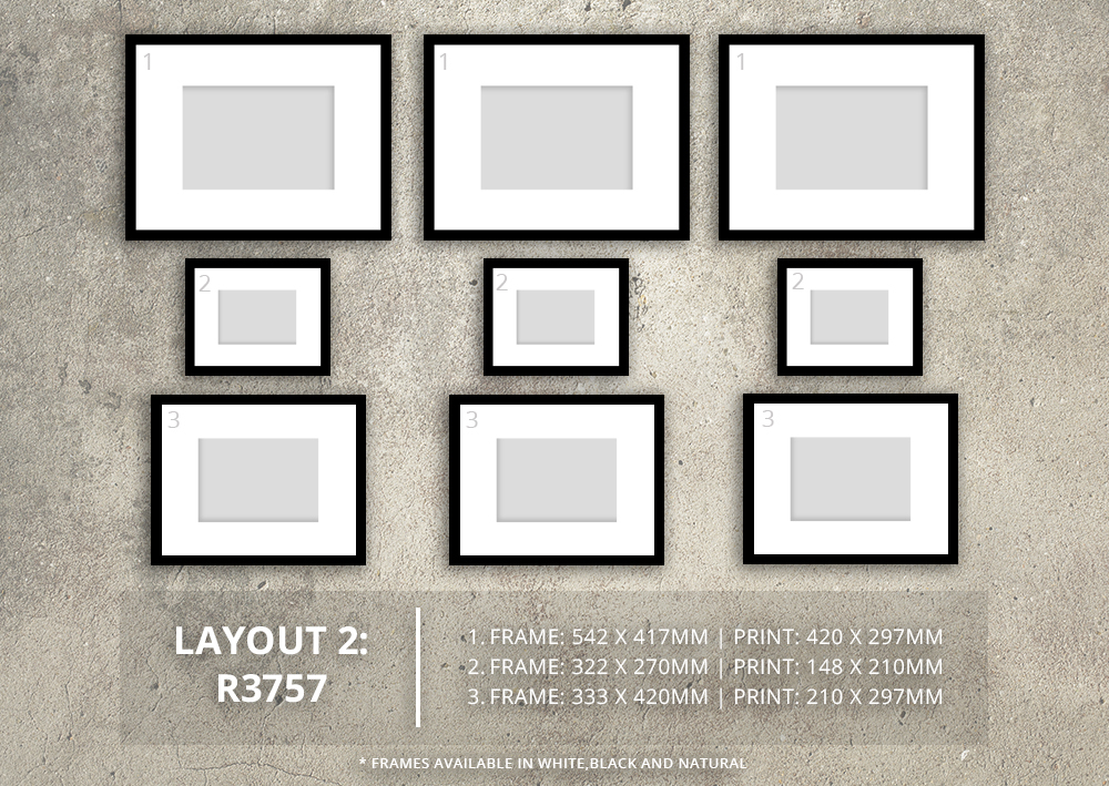 gallery wall layout with frame sizes