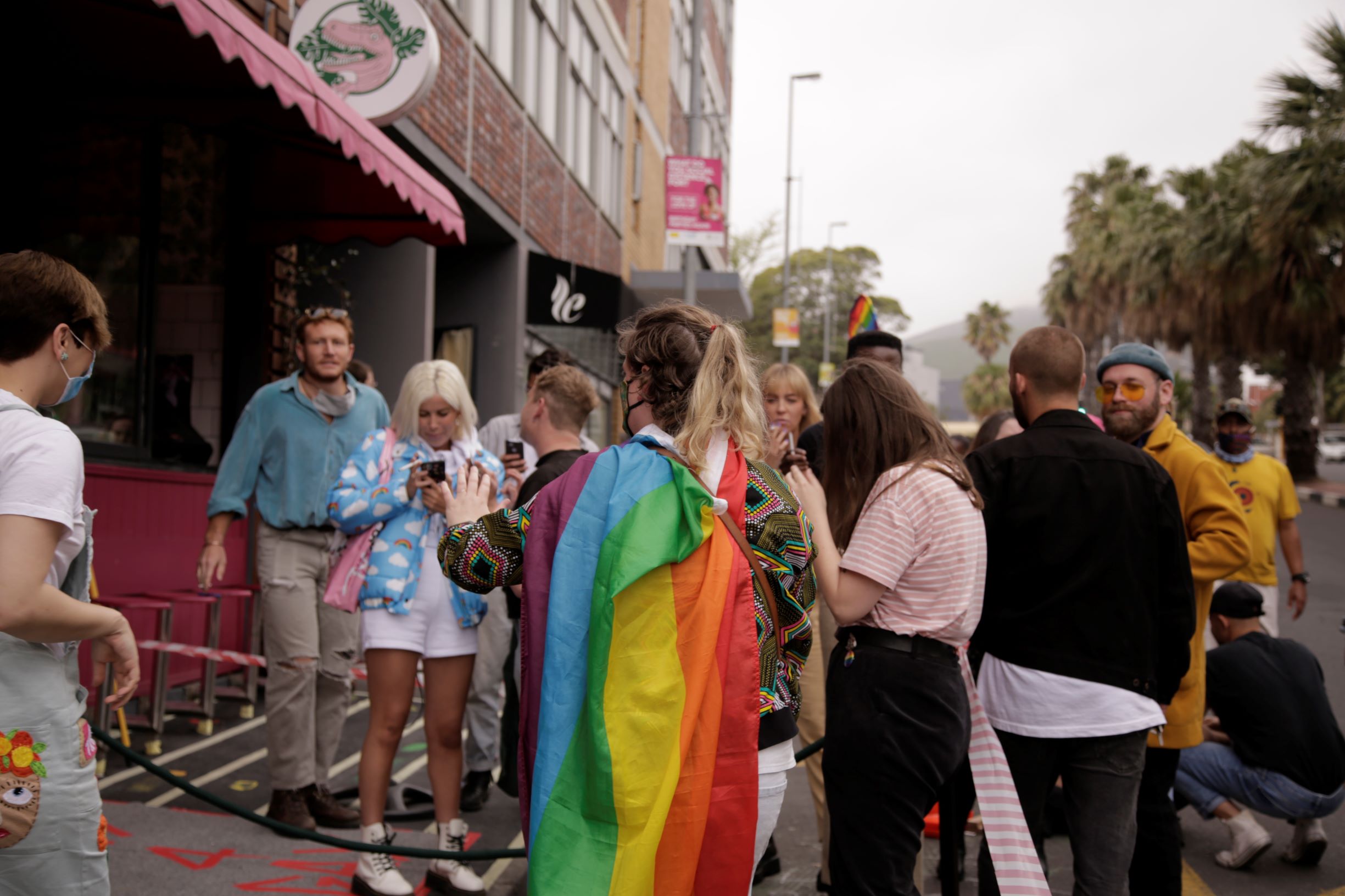 wearing pride flag