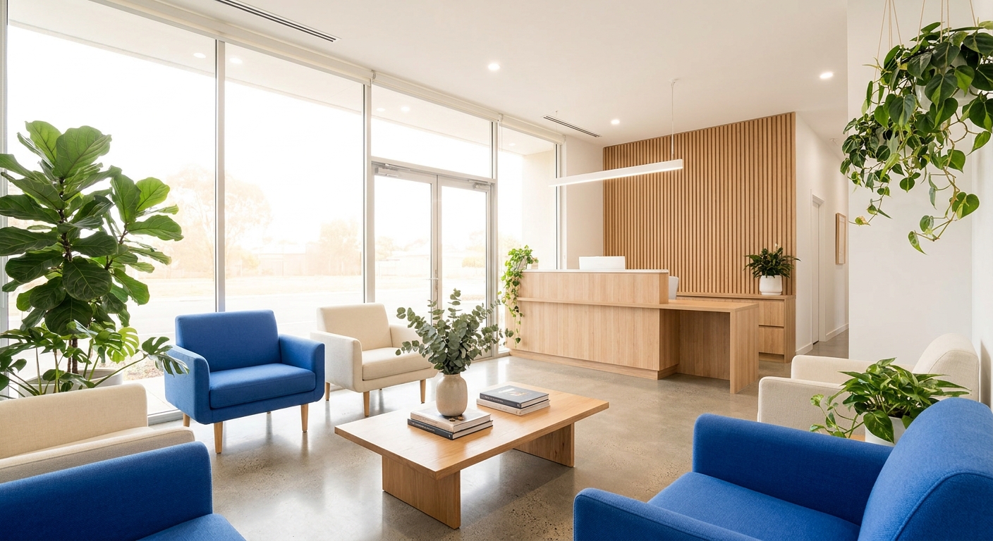 A bright, modern orthodontic practice reception and waiting area