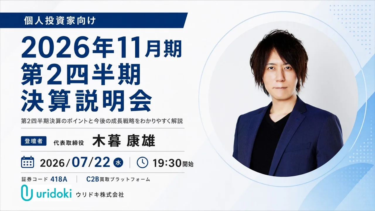 ウリドキ株式会社  第二四半期決算説明会