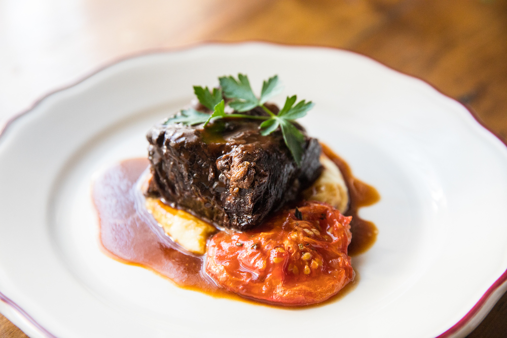 Slow braised short rib for Passover at Osteria Via Stato.