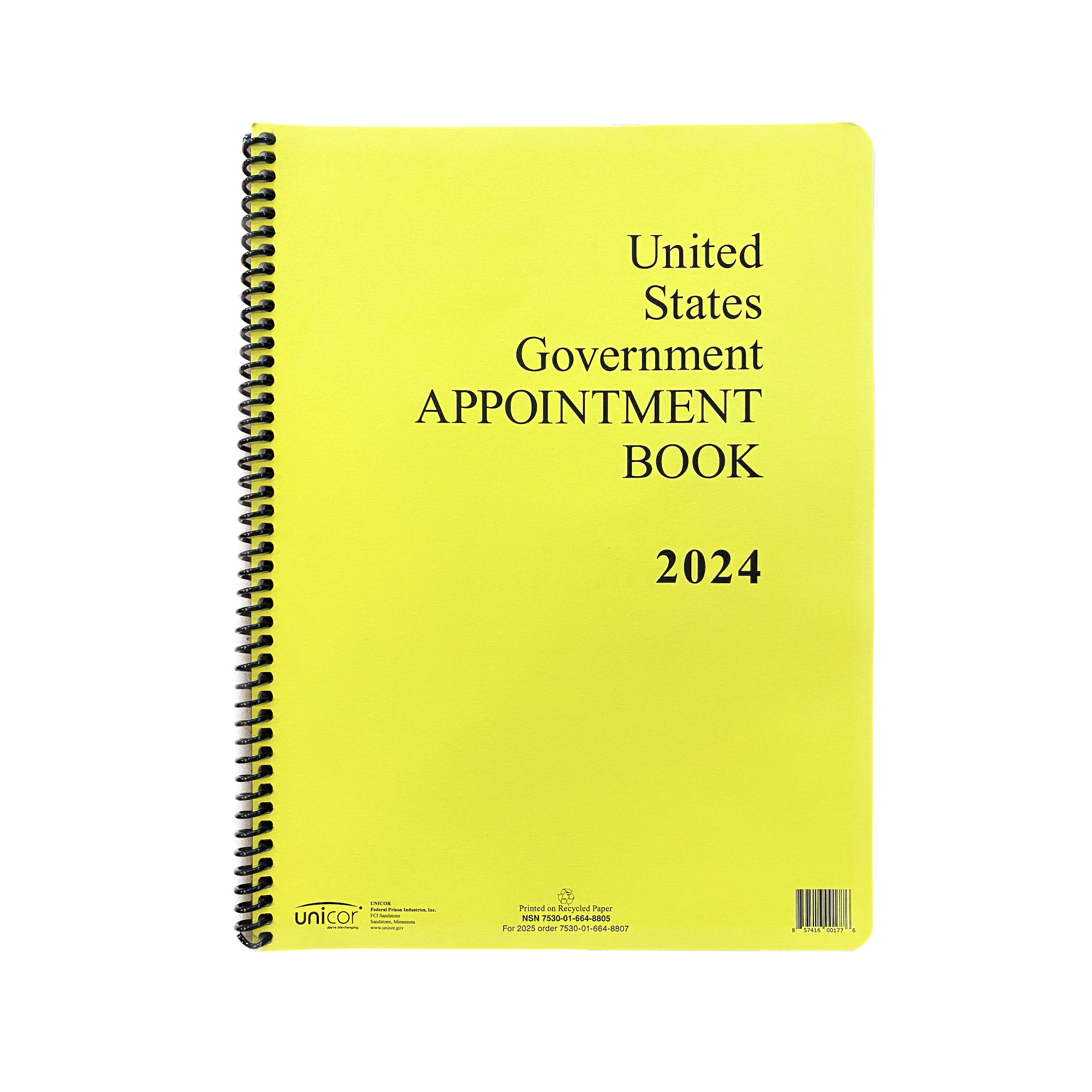 7530016648805 Weekly Appointment Book, 11 x 9, Yellow Cover, 12-Month (Jan to Dec): 2024