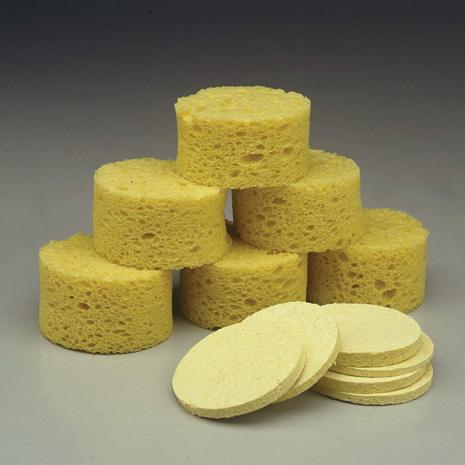 Cellulose Round Sponges - Yellow - 3 Diameter 50 Count (309418)