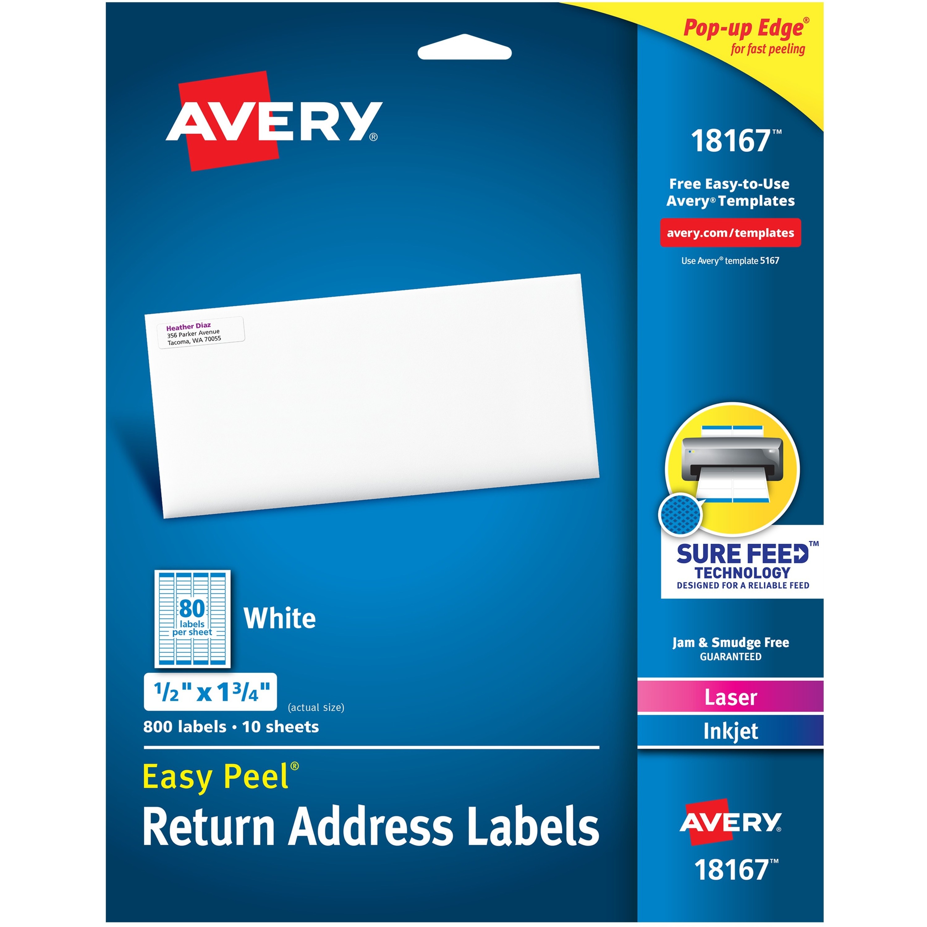 Avery Laser & Inkjet Return Address Labels - Permanent Adhesive - Rectangle - Laser, Inkjet - White - Paper - 80 / Sheet - 10 Total Sheets - 800 Total Label(s) - 5 Avery Laser & Inkjet Return Address Labels - Permanent Adhesive - Rectangle - Laser, Inkjet - White - Paper - 80 / Sheet - 10 Total Sheets - 800 Total Label(s) - 5
