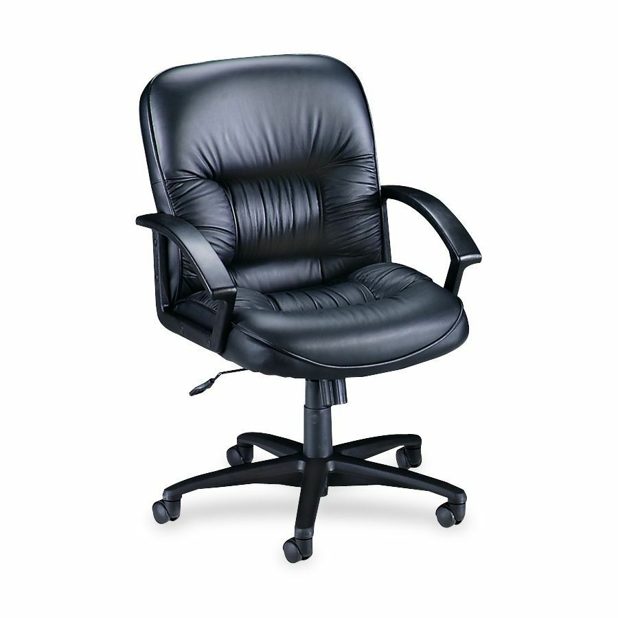 Lorell Tufted Managerial Mid-Back Office Chair - Black Leather Seat - Black Frame - 5-star Base - Black - 1 Each Lorell Tufted Managerial Mid-Back Office Chair - Black Leather Seat - Black Frame - 5-star Base - Black - 1 Each