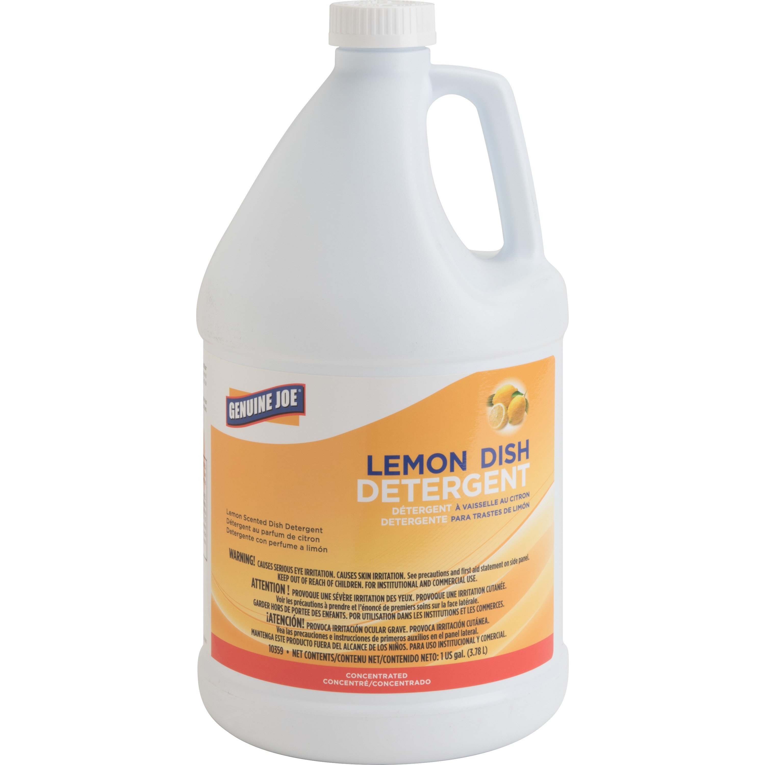 Genuine Joe Lemon Dish Detergent Gallon - 128 fl oz (4 quart) - Lemon Scent - 1 Each - Pleasant Scent, Refillable, Strong, Long Lasting, Film-free - White Genuine Joe Lemon Dish Detergent Gallon - 128 fl oz (4 quart) - Lemon Scent - 1 Each - Pleasant Scent, Refillable, Strong, Long Lasting, Film-free - White