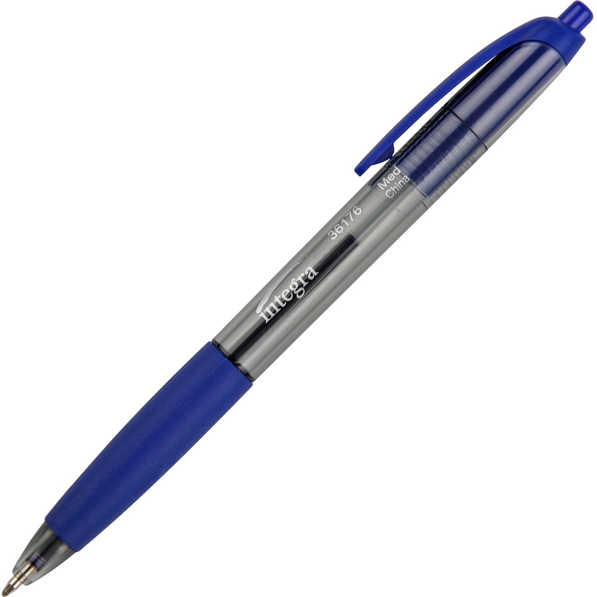 Integra Rubber Grip Retractable Pens - Medium Pen Point - 1 mm Pen Point Size - Retractable - Blue - Blue Barrel - 1 Dozen Integra Rubber Grip Retractable Pens - Medium Pen Point - 1 mm Pen Point Size - Retractable - Blue - Blue Barrel - 1 Dozen