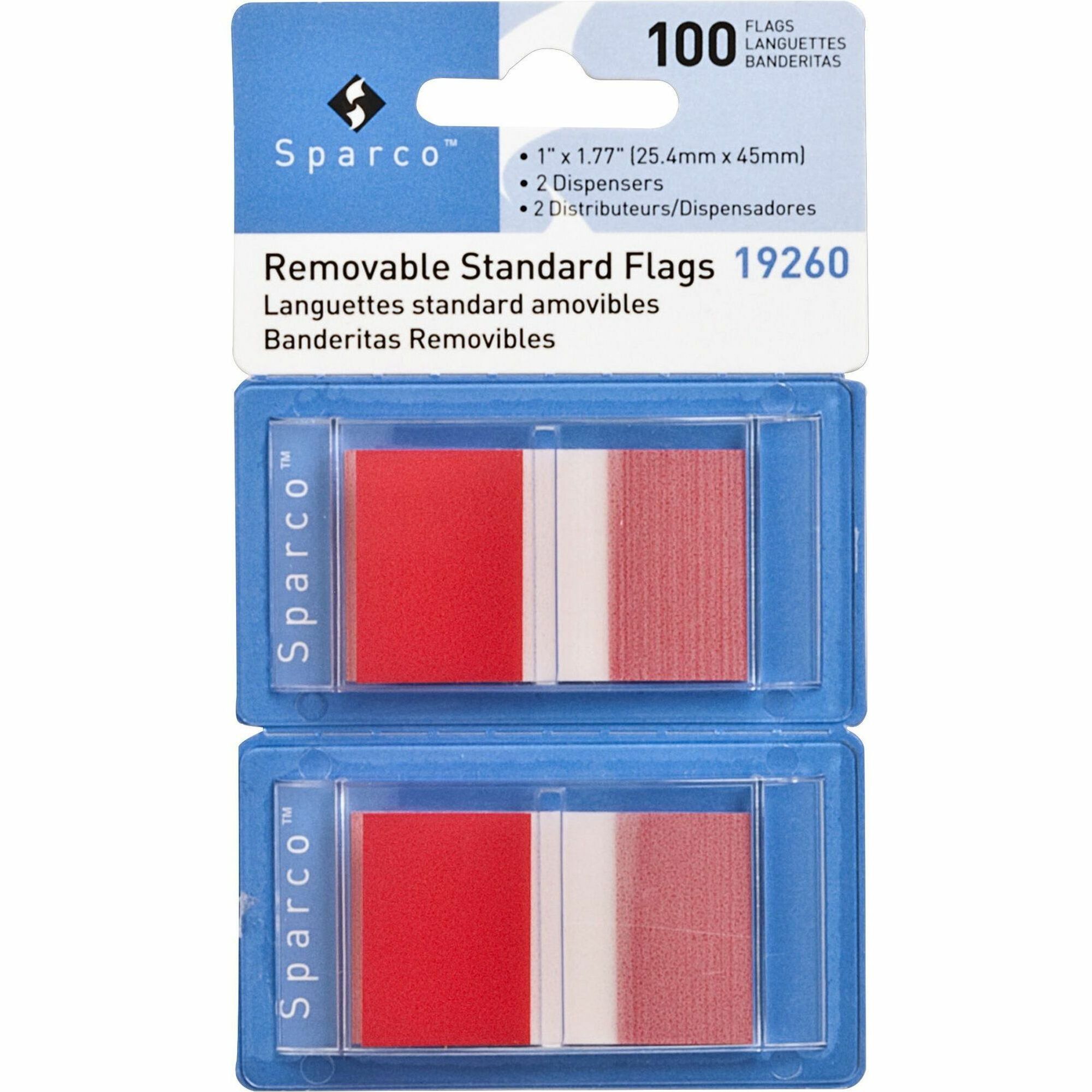 Sparco Removable Standard Flags in Dispenser - 100 x Blue - 1.75 Sparco Removable Standard Flags in Dispenser - 100 x Blue - 1.75