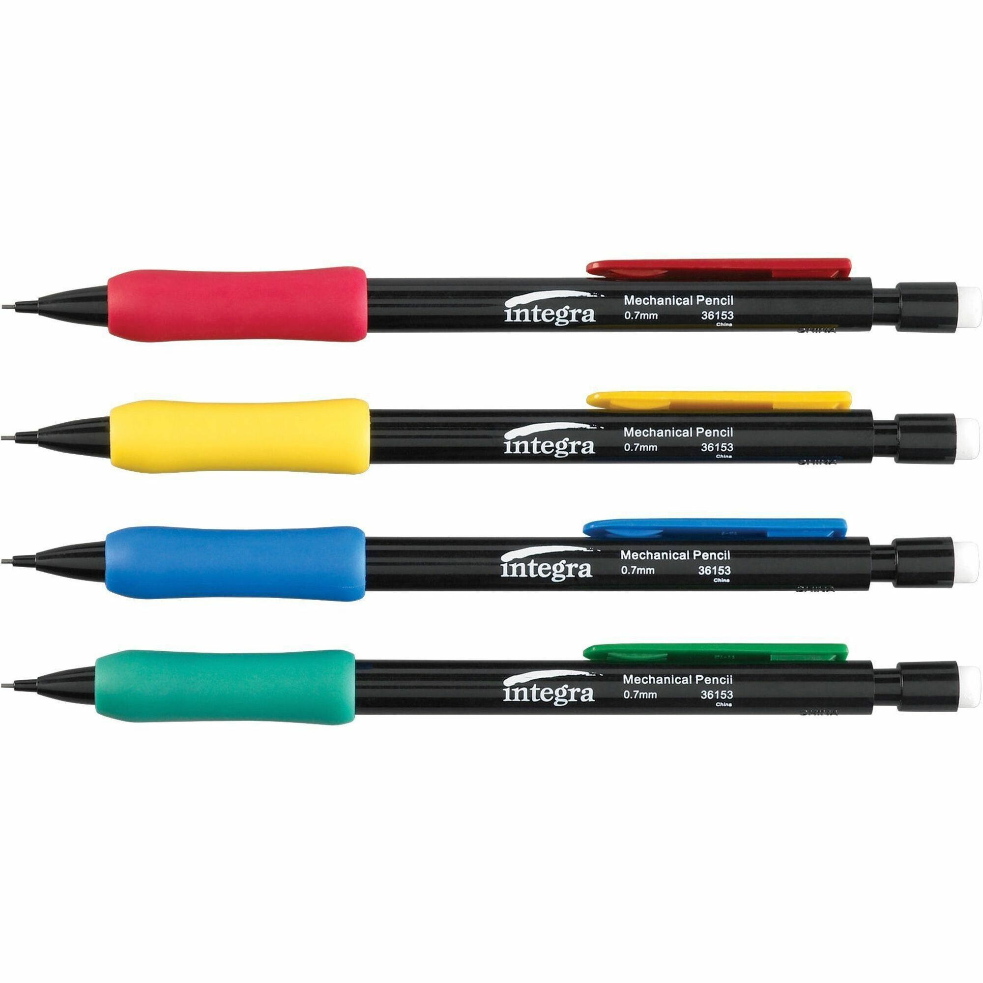 Integra Grip Mechanical Pencils - 0.7 mm Lead Diameter - Refillable - Black Lead - Assorted Barrel - 1 Dozen Integra Grip Mechanical Pencils - 0.7 mm Lead Diameter - Refillable - Black Lead - Assorted Barrel - 1 Dozen