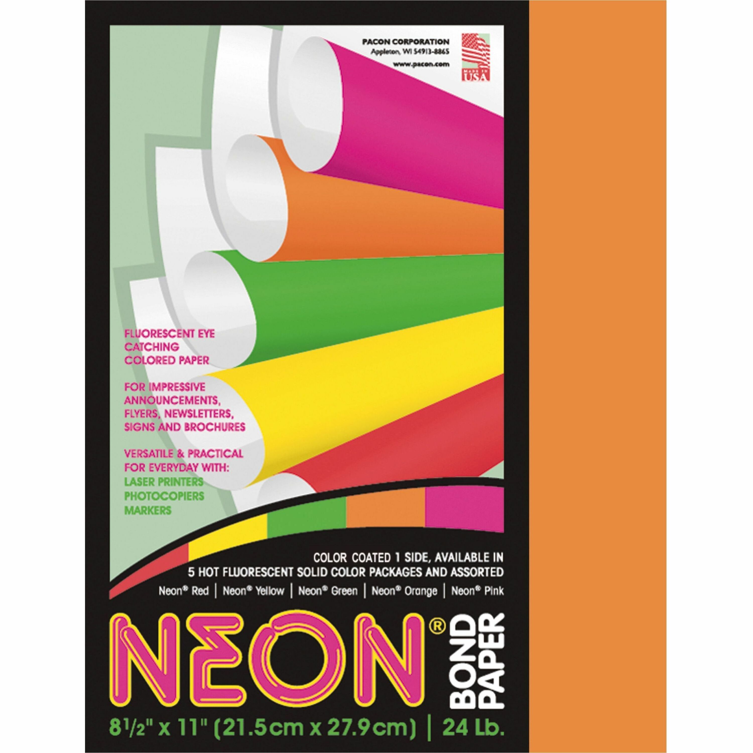 Pacon Neon Bond Paper - Orange - Letter - 8 1/2 Pacon Neon Bond Paper - Orange - Letter - 8 1/2