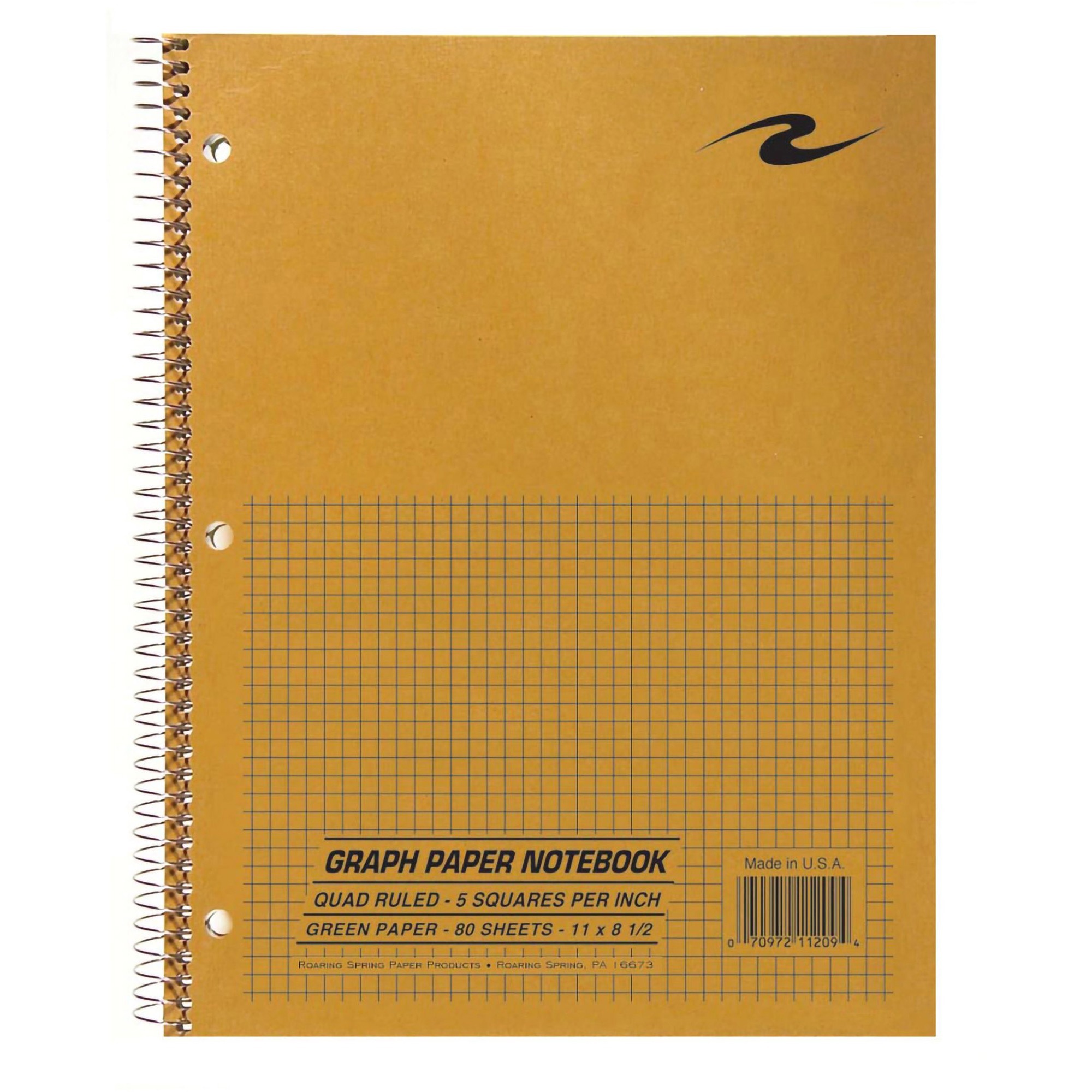 Roaring Spring 5x5 Graph Ruled Spiral Lab Notebook - 80 Sheets - 160 Pages - Printed - Spiral Bound - Both Side Ruling Surface - 3 Hole(s) - 15 lb Basis Weight - 56 g/m2 Grammage - 11 Roaring Spring 5x5 Graph Ruled Spiral Lab Notebook - 80 Sheets - 160 Pages - Printed - Spiral Bound - Both Side Ruling Surface - 3 Hole(s) - 15 lb Basis Weight - 56 g/m2 Grammage - 11