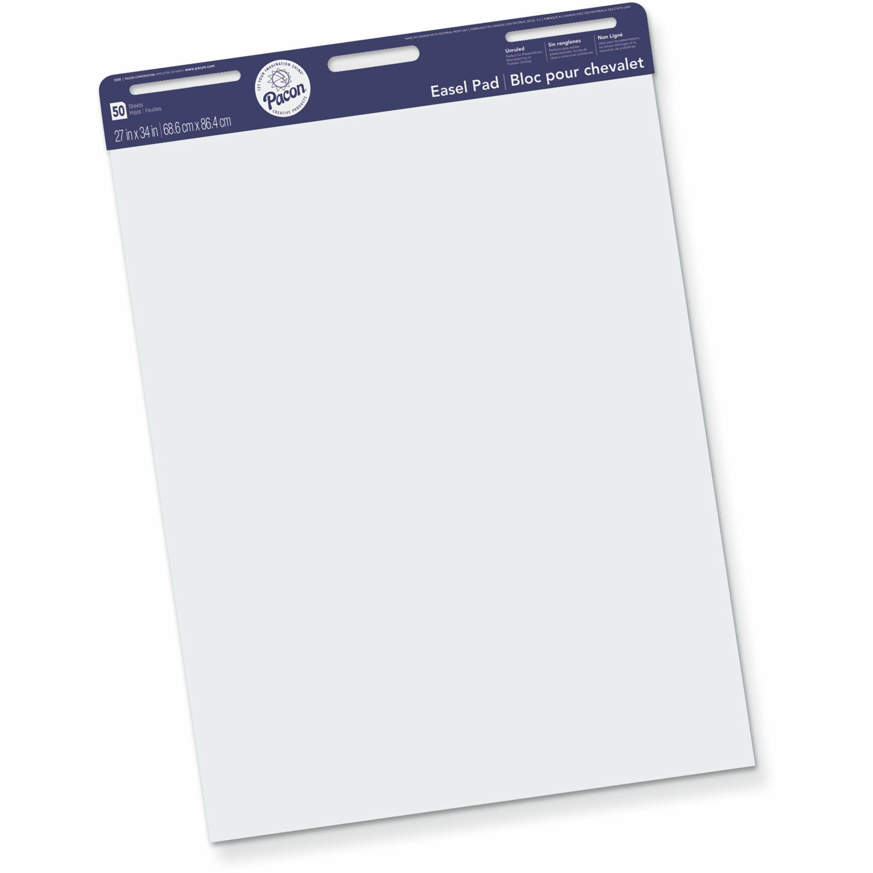 Pacon Unruled Easel Pads - 50 Sheets - Plain - Stapled/Glued - Unruled - 27 Pacon Unruled Easel Pads - 50 Sheets - Plain - Stapled/Glued - Unruled - 27