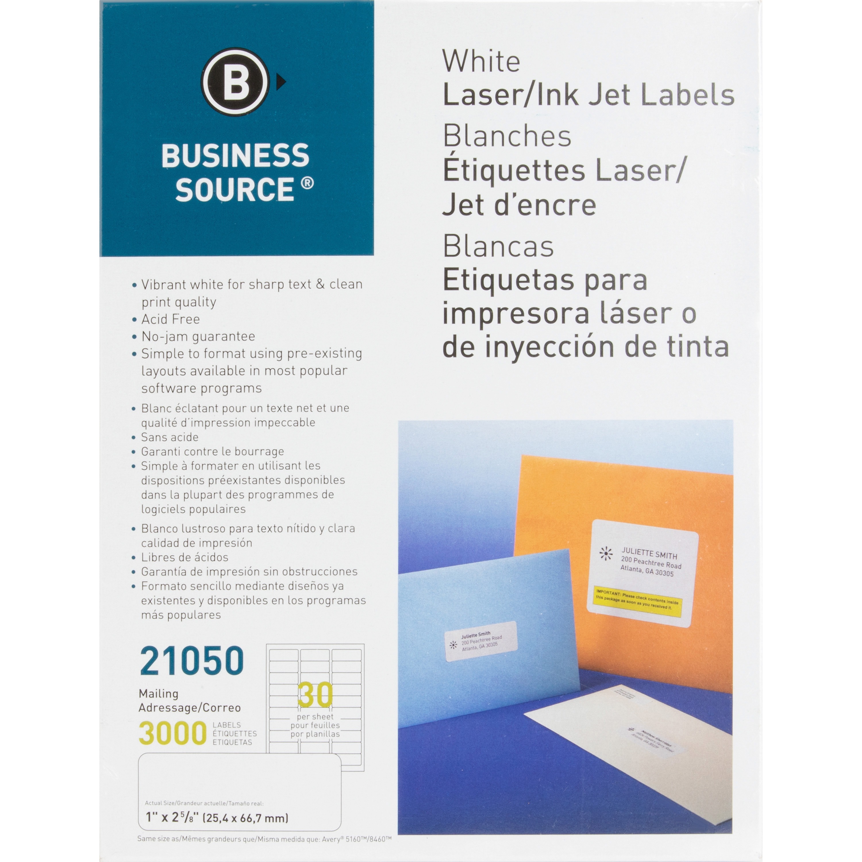 Business Source Bright White Premium-quality Address Labels - 1 Business Source Bright White Premium-quality Address Labels - 1