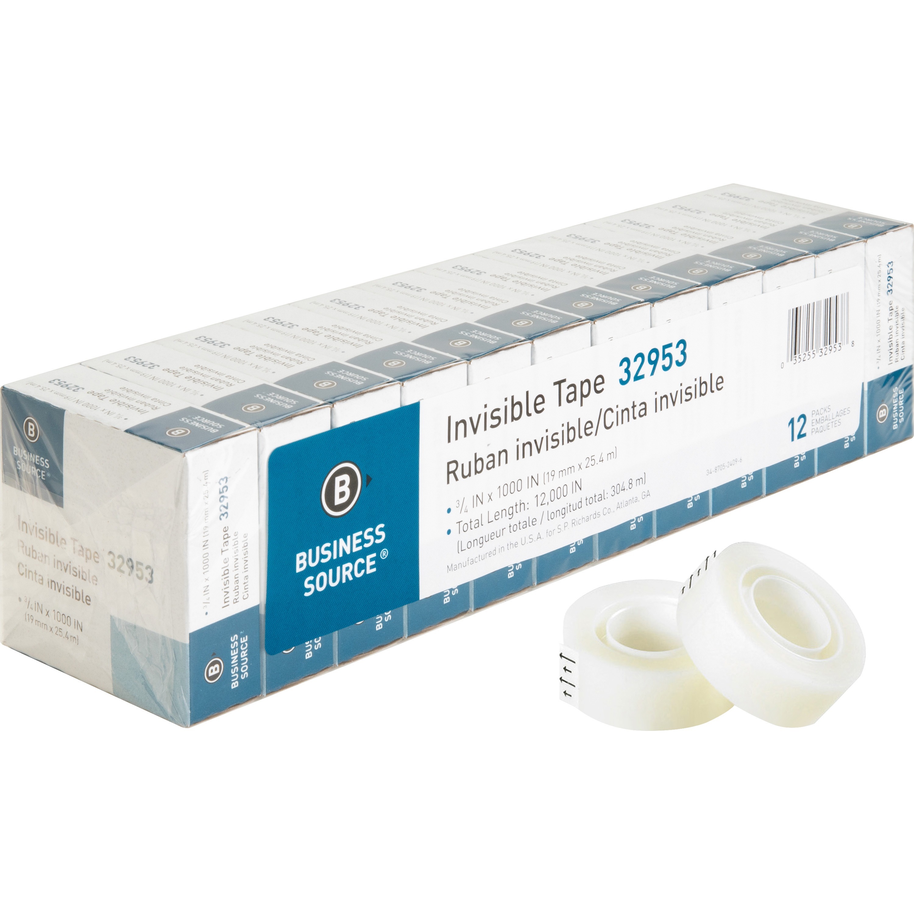 Business Source Premium Invisible Tape Value Pack - 27.78 yd Length x 0.75 Business Source Premium Invisible Tape Value Pack - 27.78 yd Length x 0.75