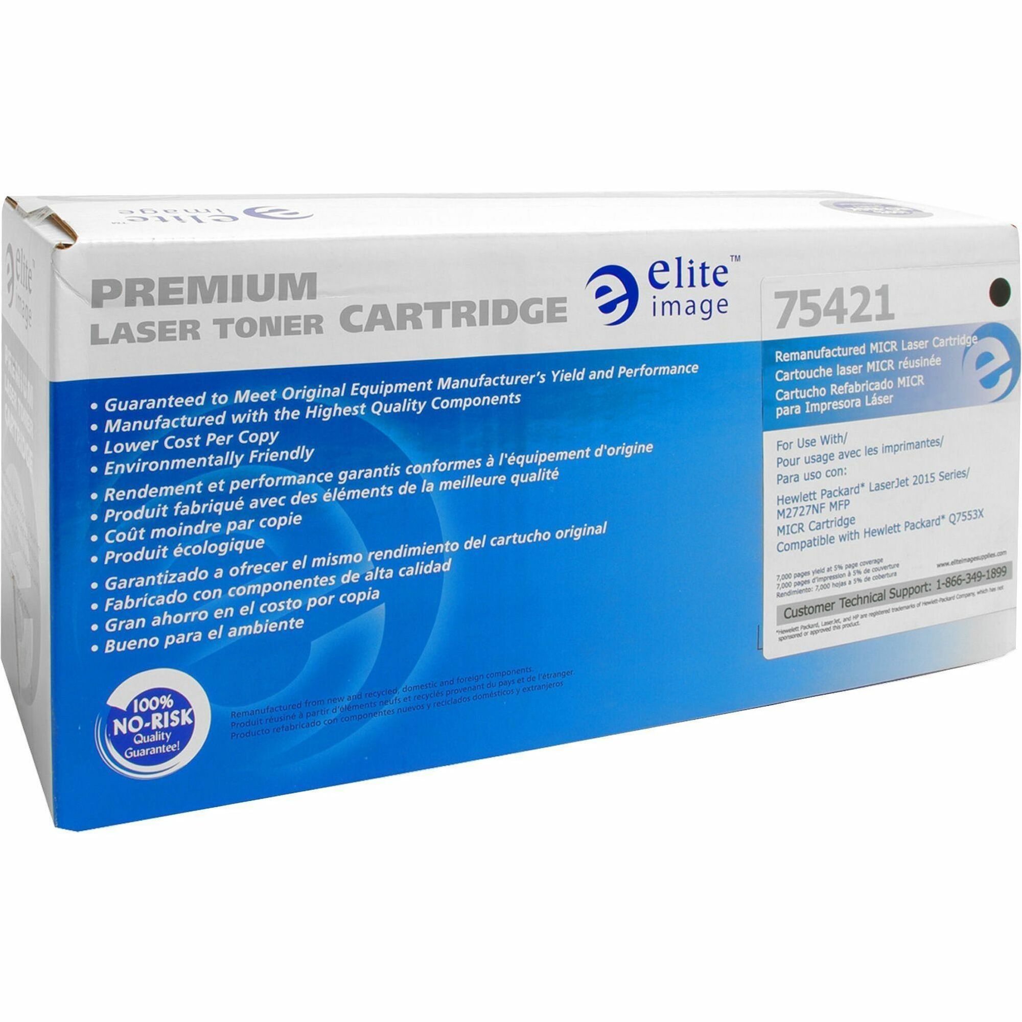 Elite Image Remanufactured MICR High Yield Laser Toner Cartridge - Alternative for HP 53X (Q7553X) - Black - 1 Each - 7000 Pages Elite Image Remanufactured MICR High Yield Laser Toner Cartridge - Alternative for HP 53X (Q7553X) - Black - 1 Each - 7000 Pages