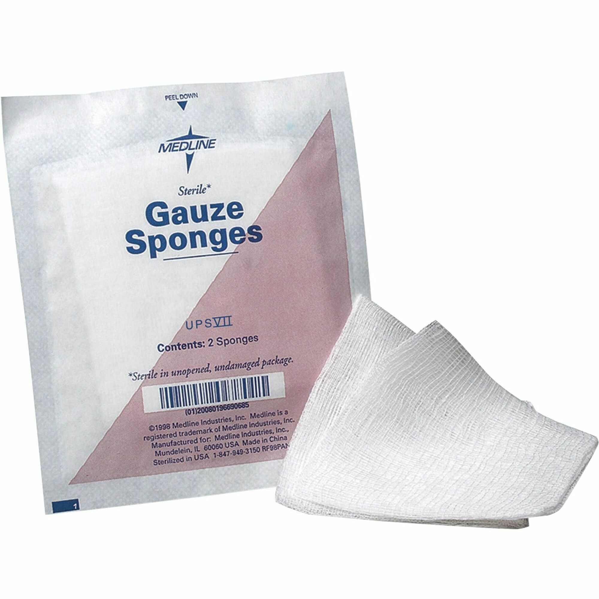 Medline Sterile 12 Ply Cotton Gauze Sponges - 12 Ply - 3 Medline Sterile 12 Ply Cotton Gauze Sponges - 12 Ply - 3