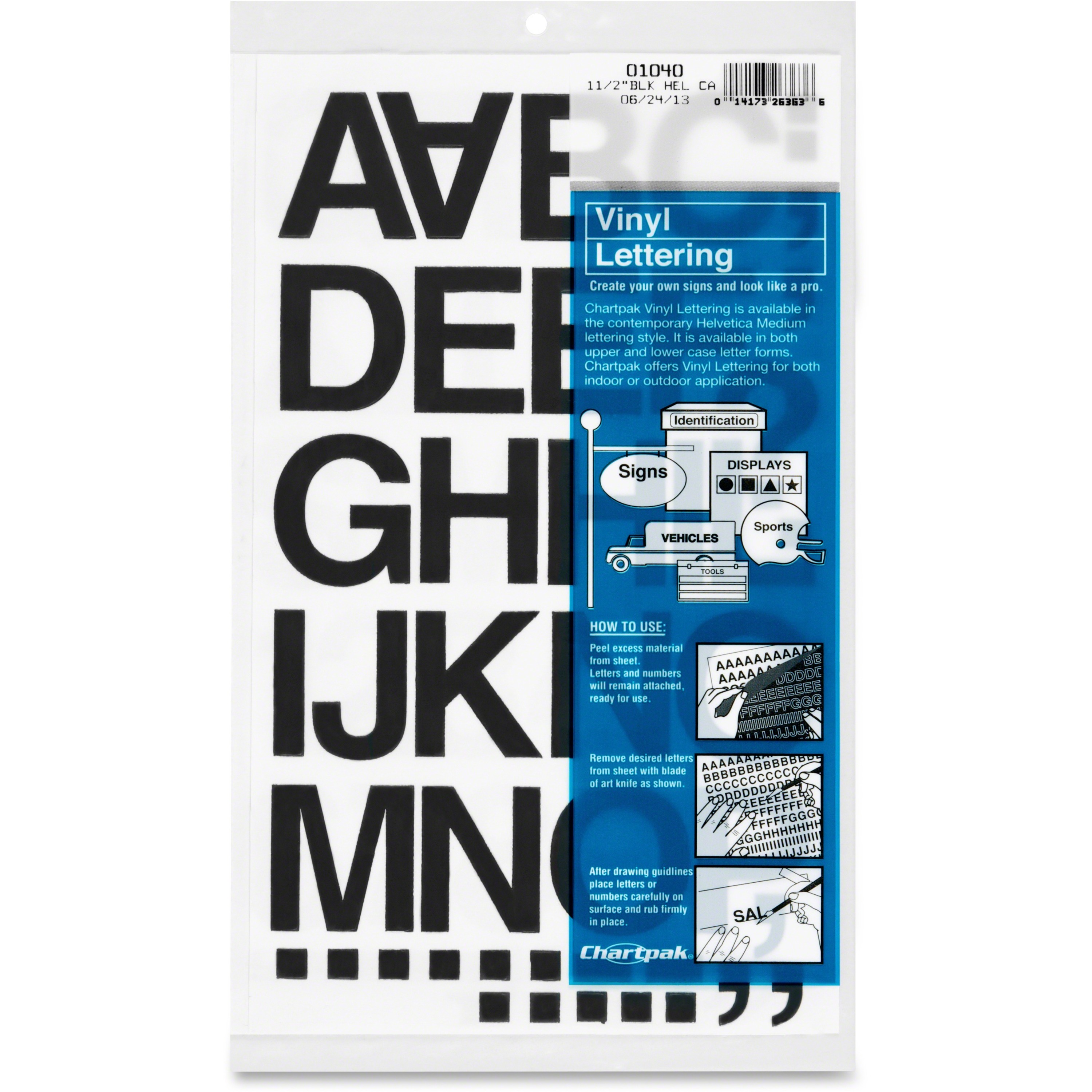 Vinyl Helvetica Style Letters/Numbers by Chartpak® CHA01040