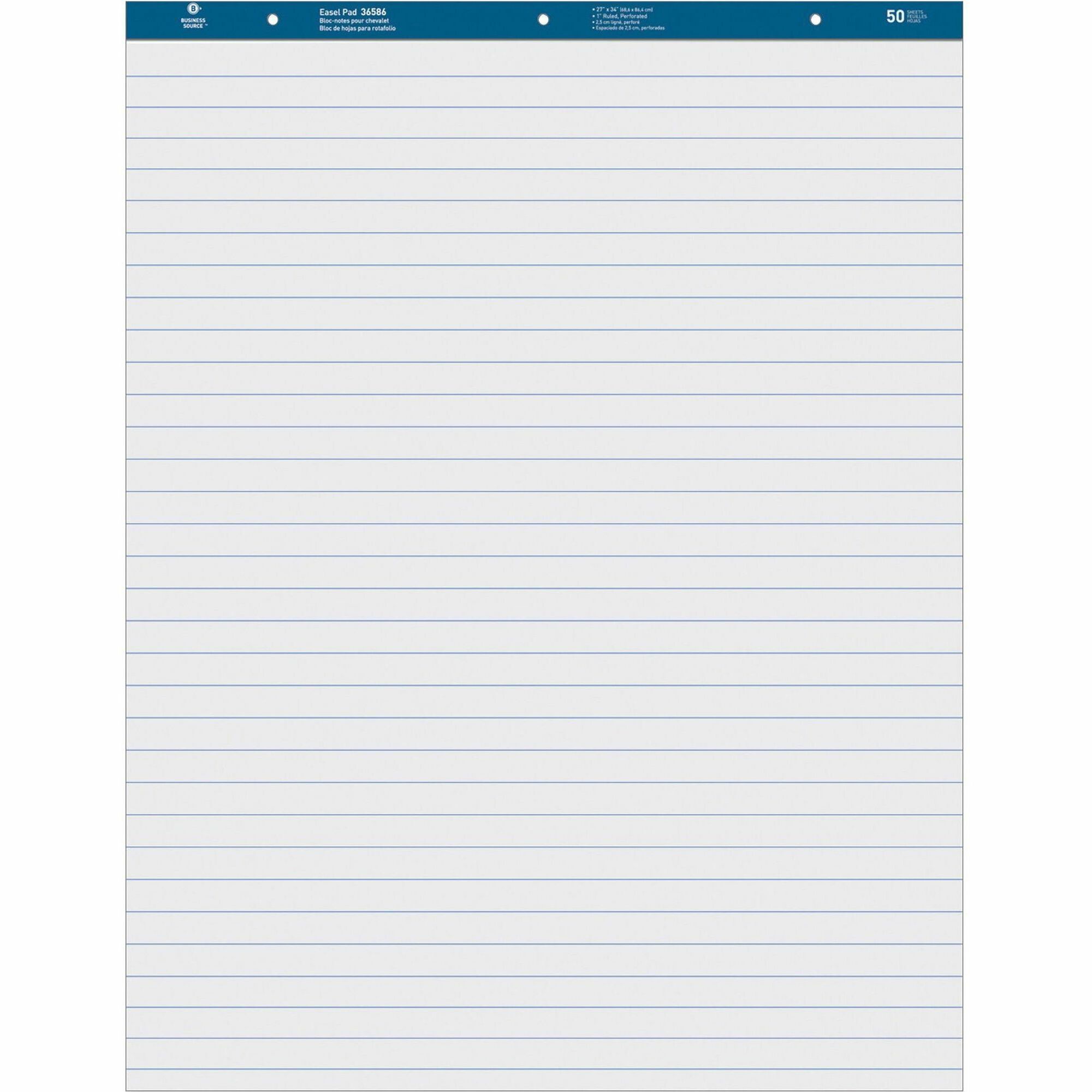 Business Source Standard Ruled Easel Pad - 50 Sheets - 15 lb Basis Weight - 27 Business Source Standard Ruled Easel Pad - 50 Sheets - 15 lb Basis Weight - 27