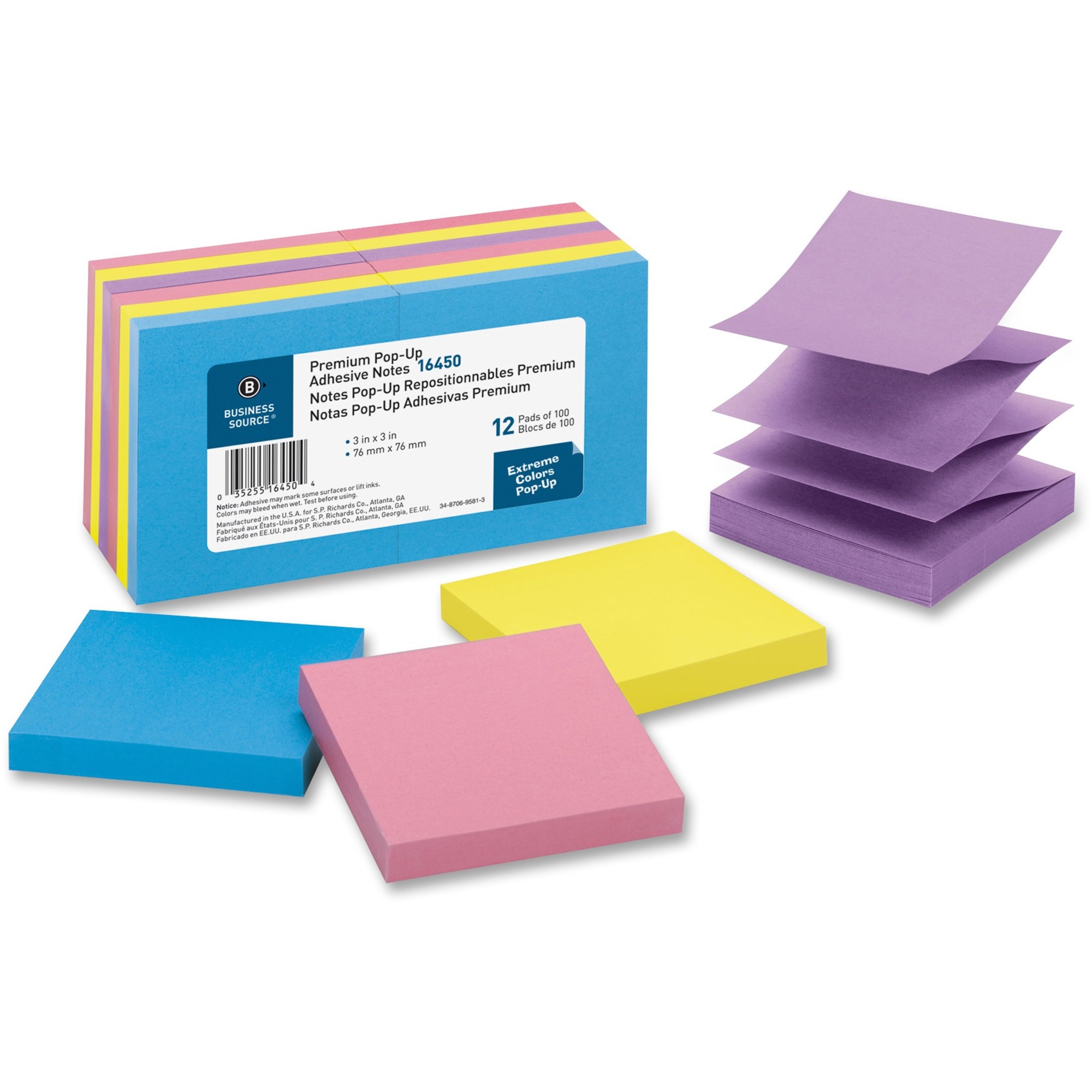 Business Source Reposition Pop-up Adhesive Notes - 3 Business Source Reposition Pop-up Adhesive Notes - 3