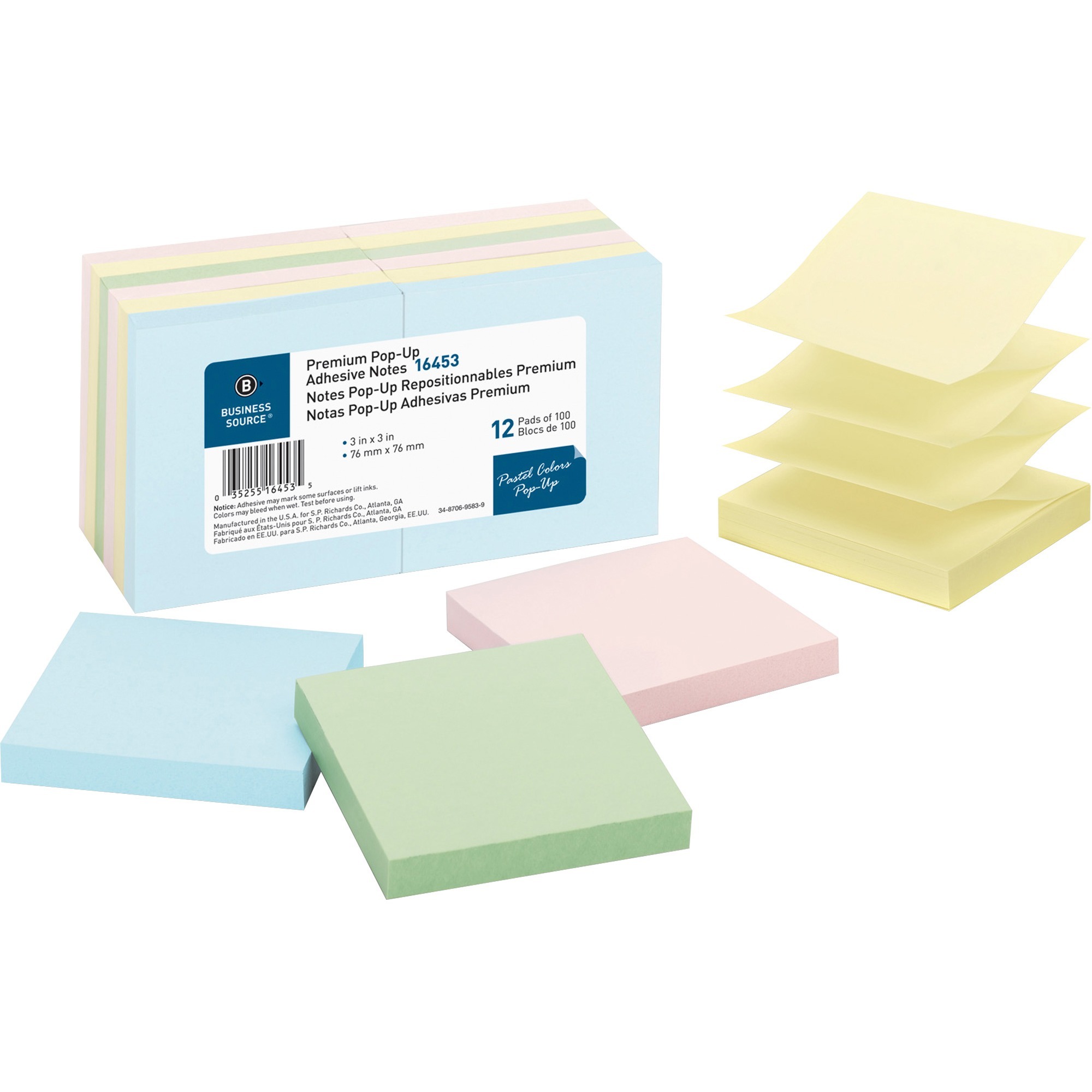 Business Source Reposition Pop-up Adhesive Notes - 3 Business Source Reposition Pop-up Adhesive Notes - 3