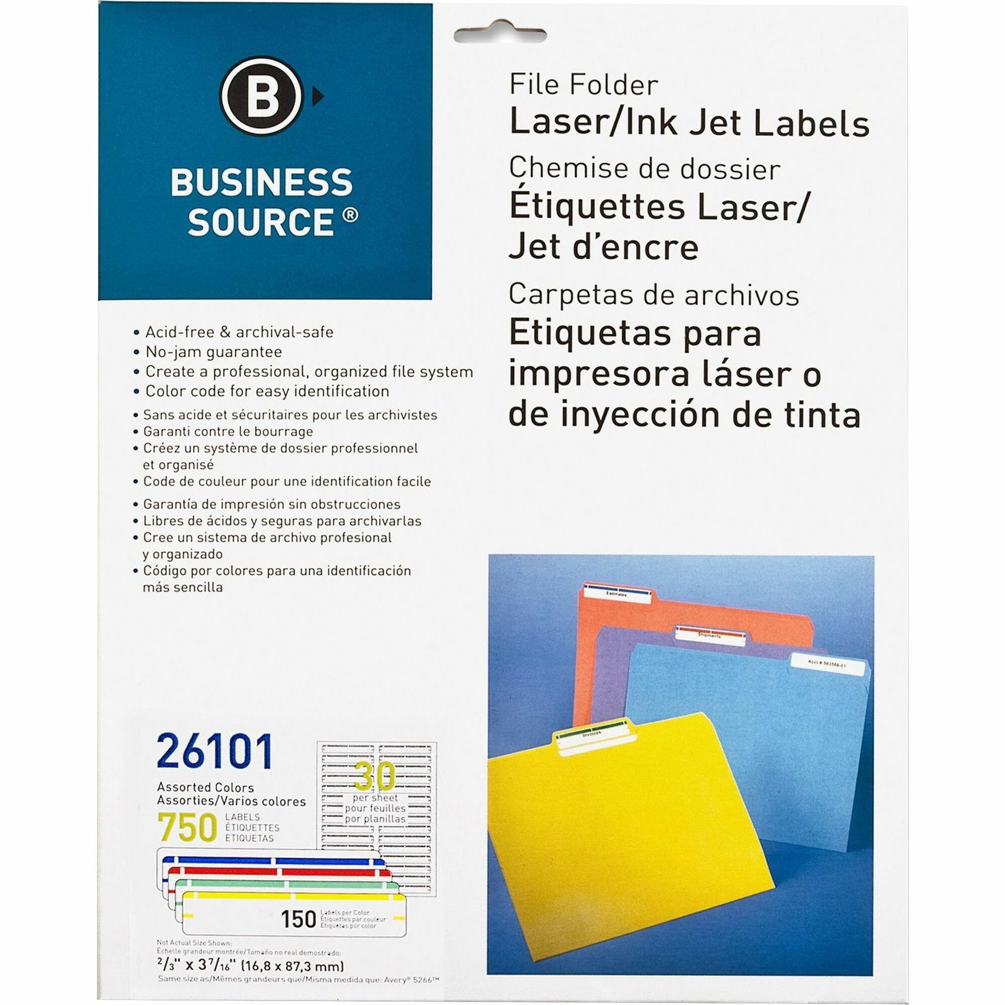 Business Source Laser/Inkjet File Folder Labels - 21/32 Business Source Laser/Inkjet File Folder Labels - 21/32