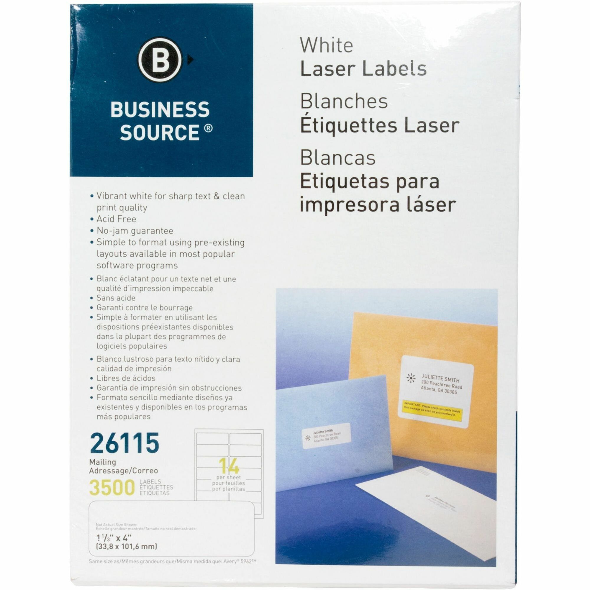 Business Source Bright White Premium-quality Shipping Labels - 2 Business Source Bright White Premium-quality Shipping Labels - 2