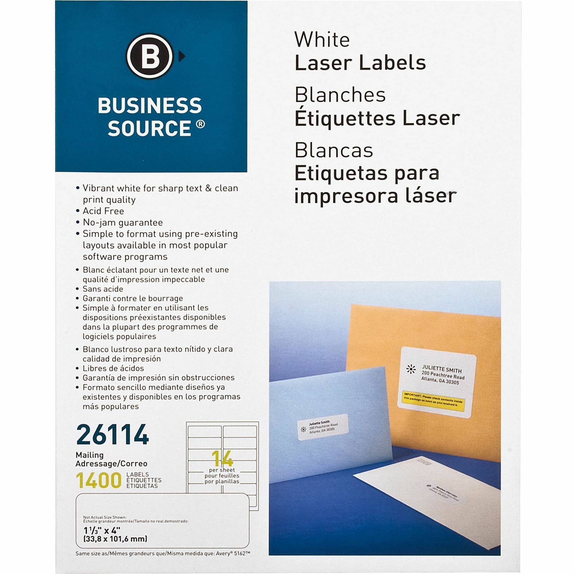 Business Source Bright White Copier Labels - 1 Business Source Bright White Copier Labels - 1