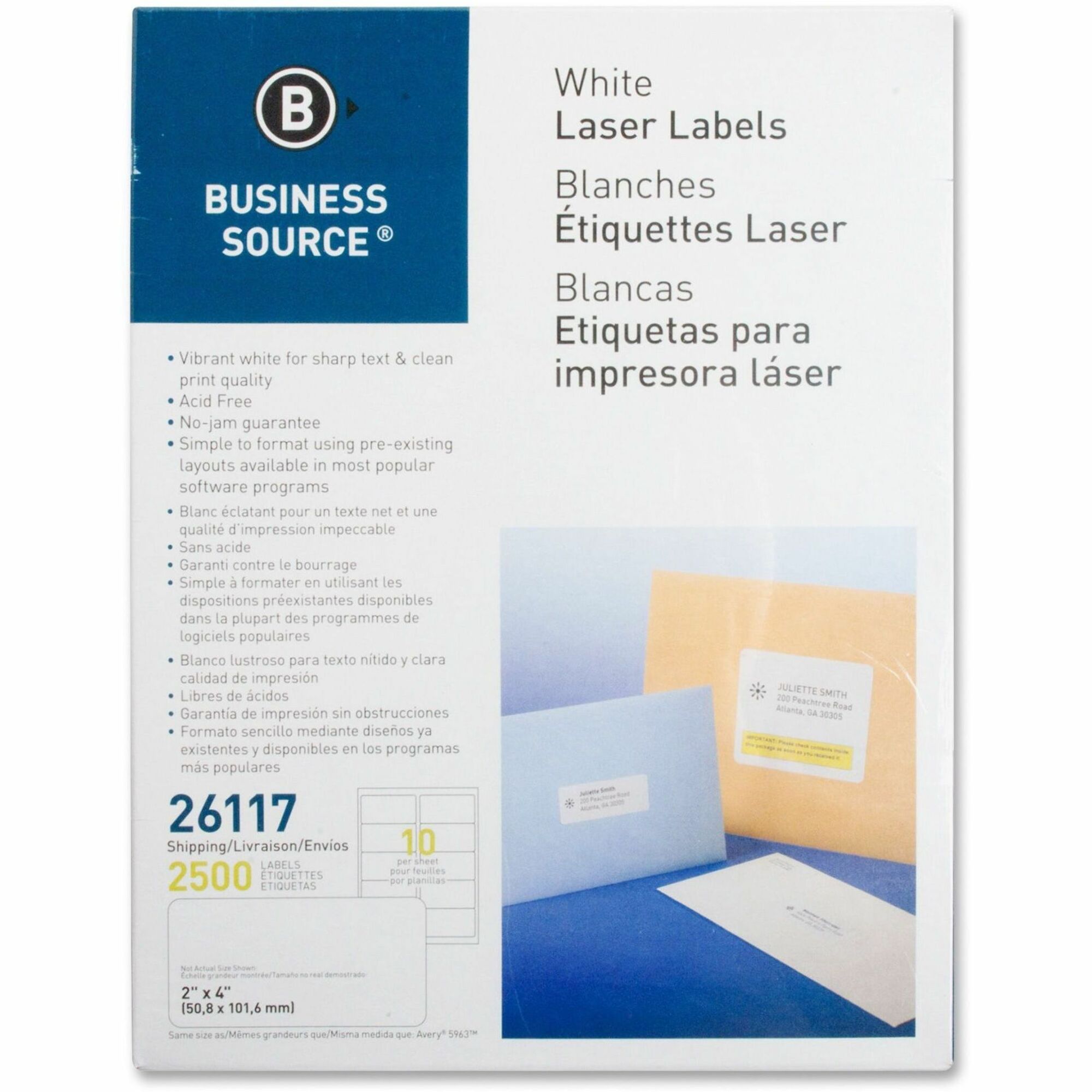 Business Source Bright White Premium-quality Shipping Labels - 2 Business Source Bright White Premium-quality Shipping Labels - 2