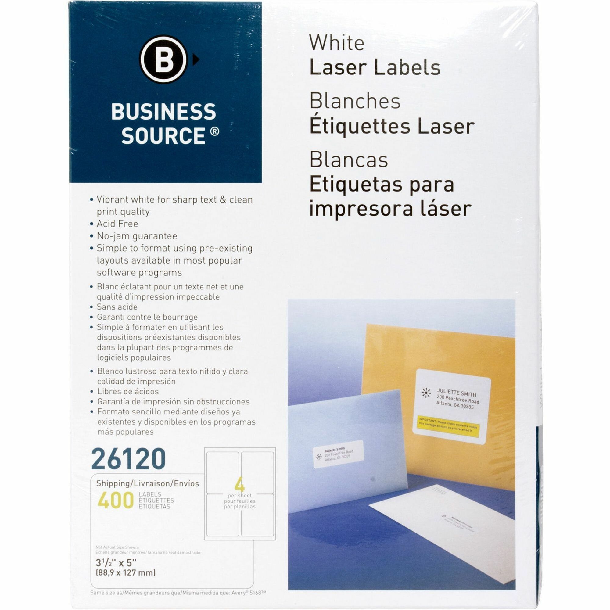 Business Source Bright White Premium-quality Shipping Labels - 2 Business Source Bright White Premium-quality Shipping Labels - 2