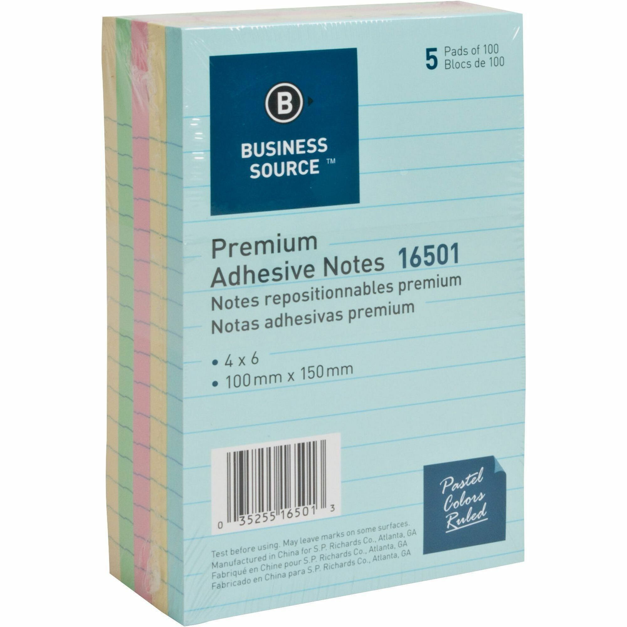 Business Source Ruled Adhesive Notes - 4 Business Source Ruled Adhesive Notes - 4