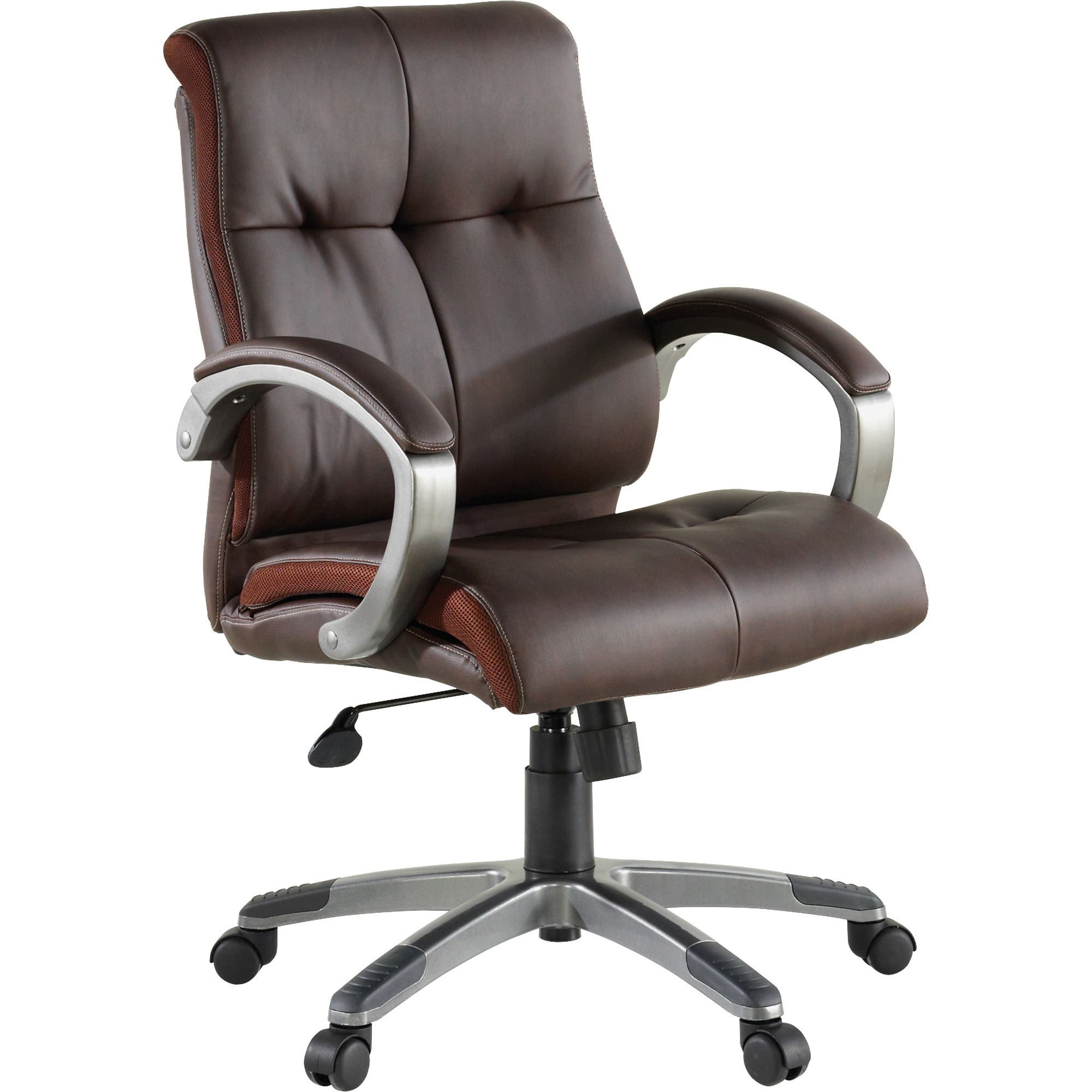 Lorell Low-back Executive Office Chair - Brown Leather Seat - 5-star Base - Brown - 1 Each Lorell Low-back Executive Office Chair - Brown Leather Seat - 5-star Base - Brown - 1 Each