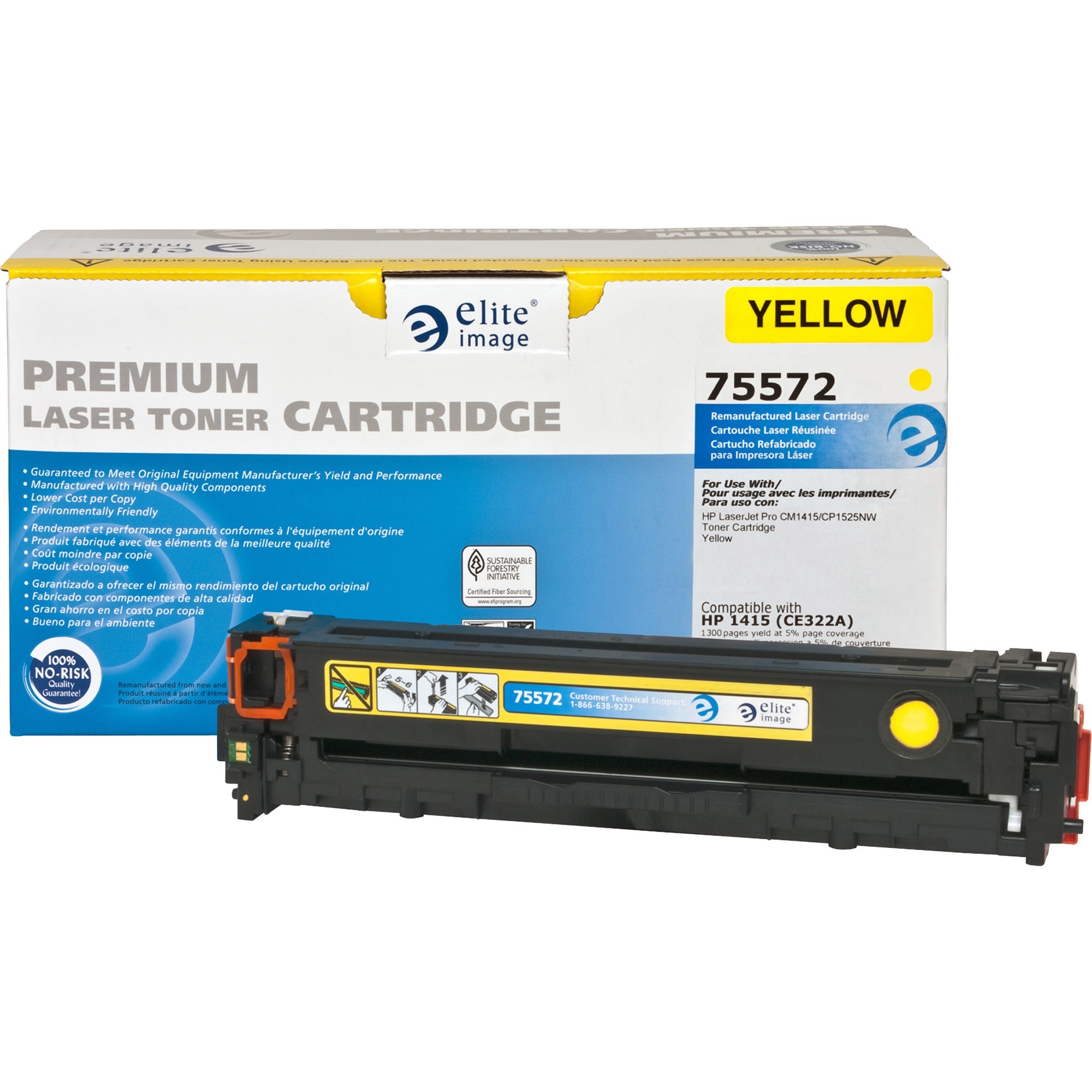 Elite Image Remanufactured Laser Toner Cartridge - Alternative for HP 128A (CE322A) - Yellow - 1 Each - 1300 Pages Elite Image Remanufactured Laser Toner Cartridge - Alternative for HP 128A (CE322A) - Yellow - 1 Each - 1300 Pages