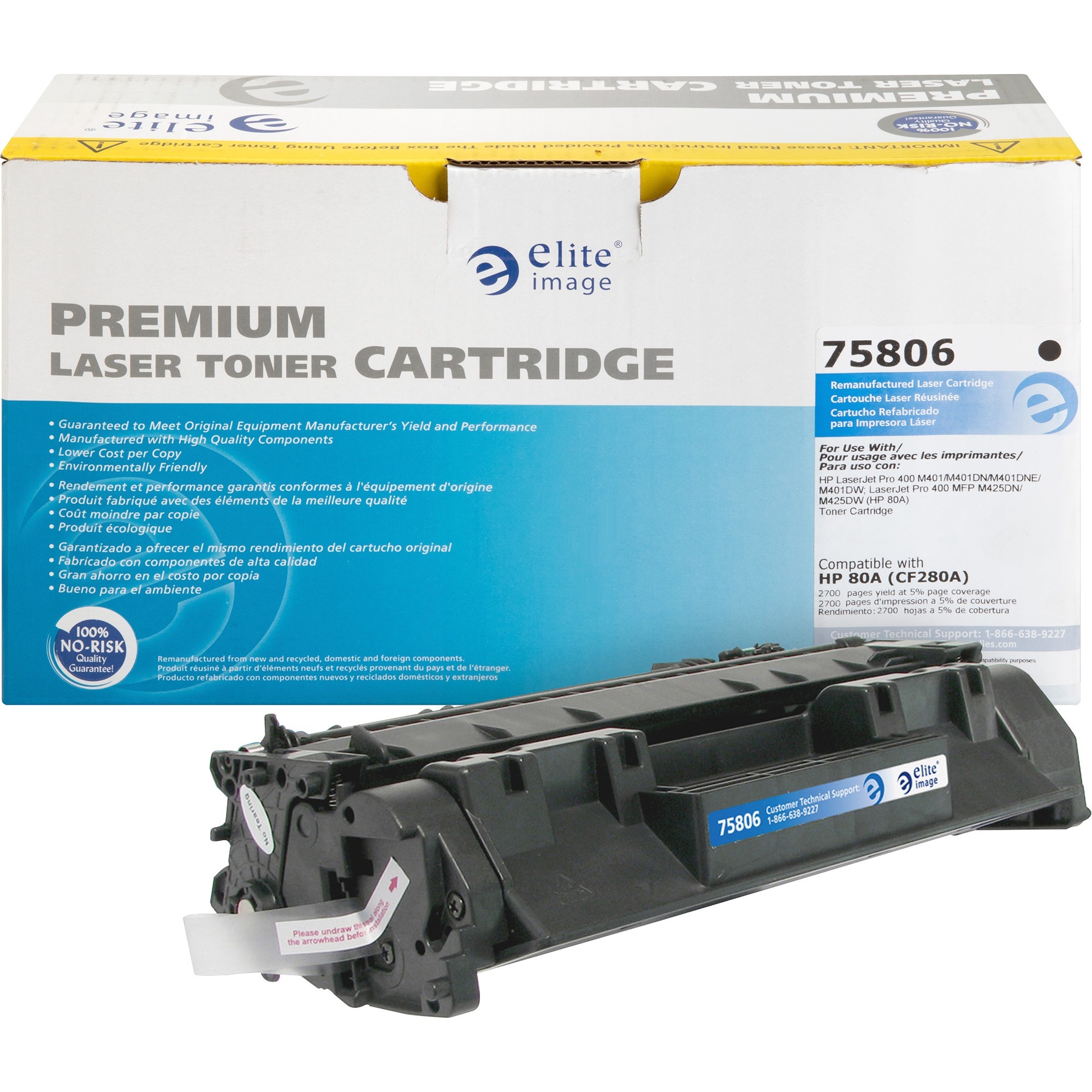 Elite Image Remanufactured Toner Cartridge - Alternative for HP 80A (CF280A) - Laser - 2700 Pages - Black - 1 Each Elite Image Remanufactured Toner Cartridge - Alternative for HP 80A (CF280A) - Laser - 2700 Pages - Black - 1 Each