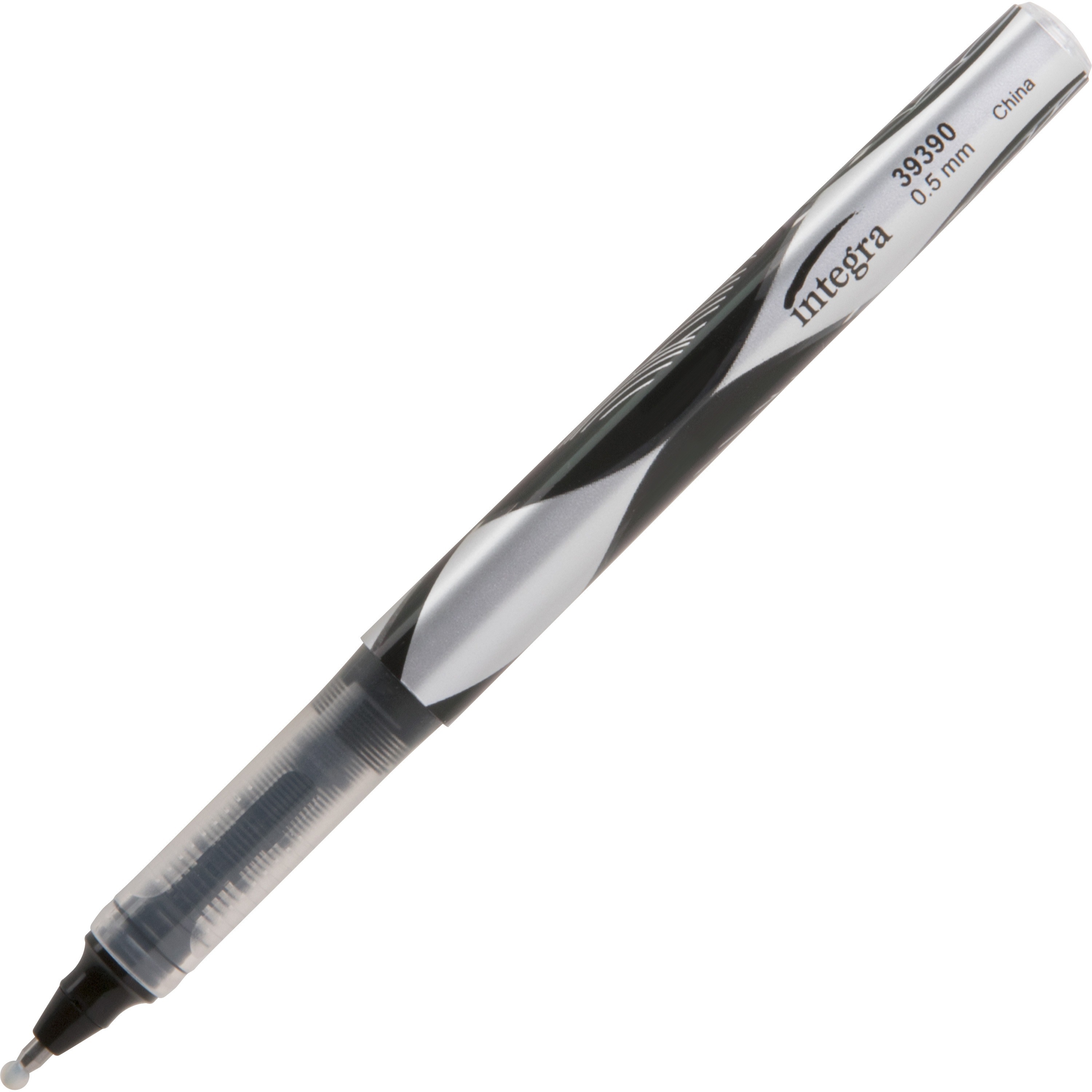 Integra Liquid Ink Rollerball Pens - Extra Fine Pen Point - 0.5 mm Pen Point Size - Black - Black Barrel - Metal Tip - 1 Dozen Integra Liquid Ink Rollerball Pens - Extra Fine Pen Point - 0.5 mm Pen Point Size - Black - Black Barrel - Metal Tip - 1 Dozen