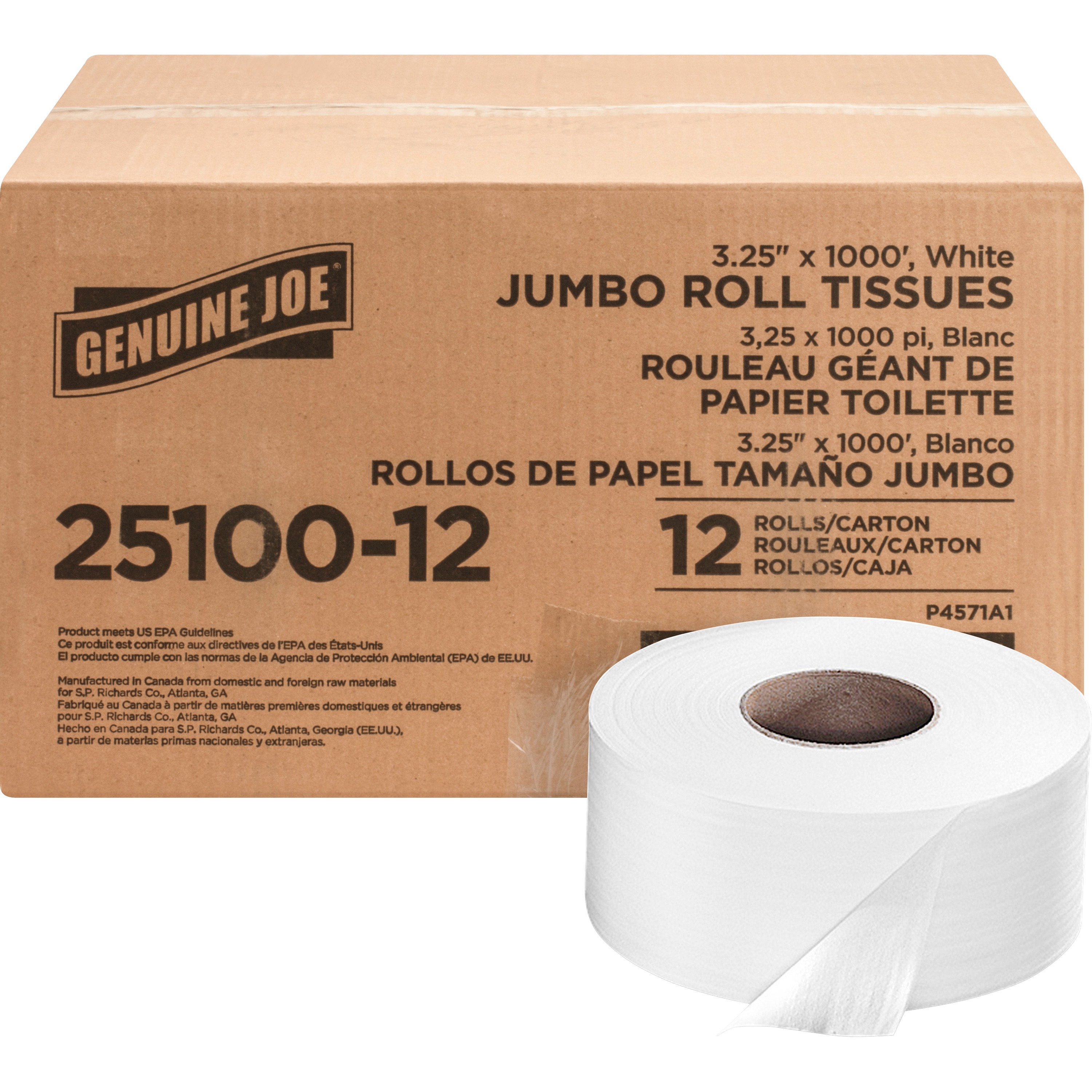 Genuine Joe Jumbo Roll Bath Tissues - 2 Ply - 3.25 Genuine Joe Jumbo Roll Bath Tissues - 2 Ply - 3.25