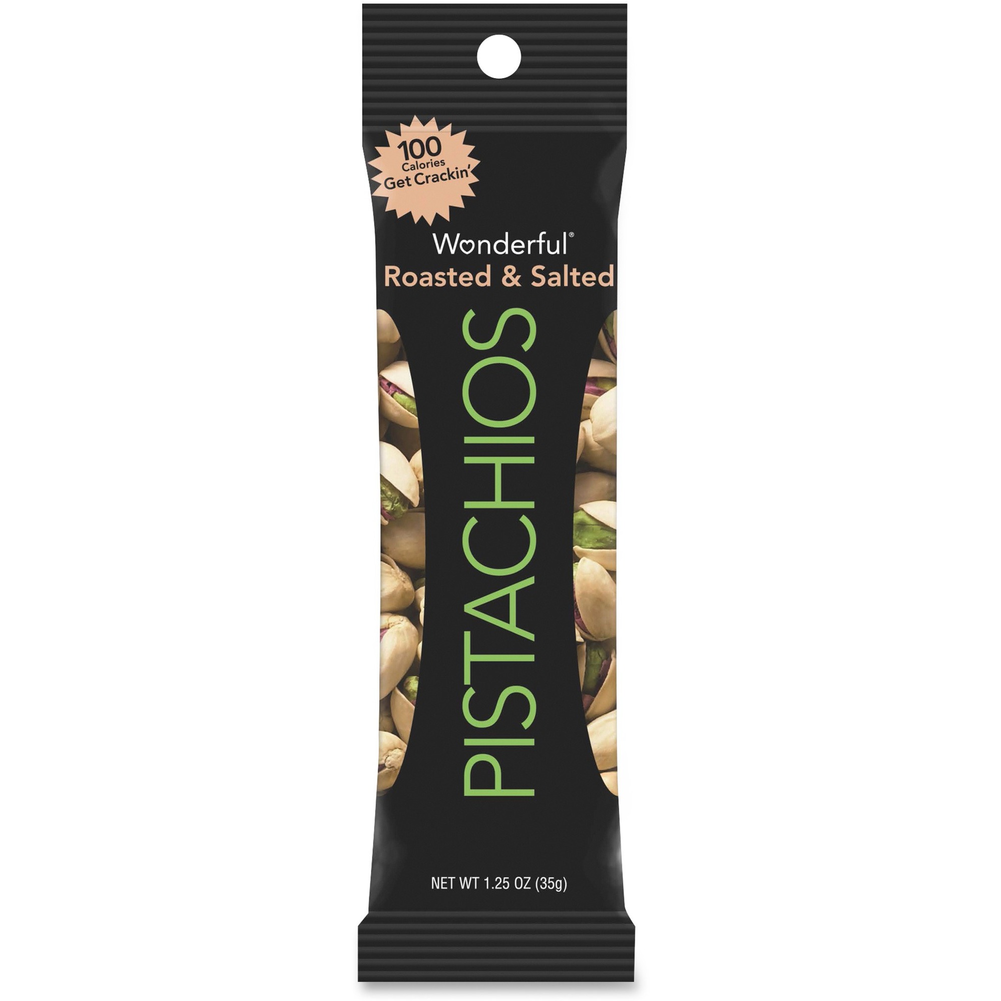 Wonderful Roasted & Salted Pistachios - Cholesterol-free - Pistachio - 1.25 oz - 12 / Box Wonderful Roasted & Salted Pistachios - Cholesterol-free - Pistachio - 1.25 oz - 12 / Box