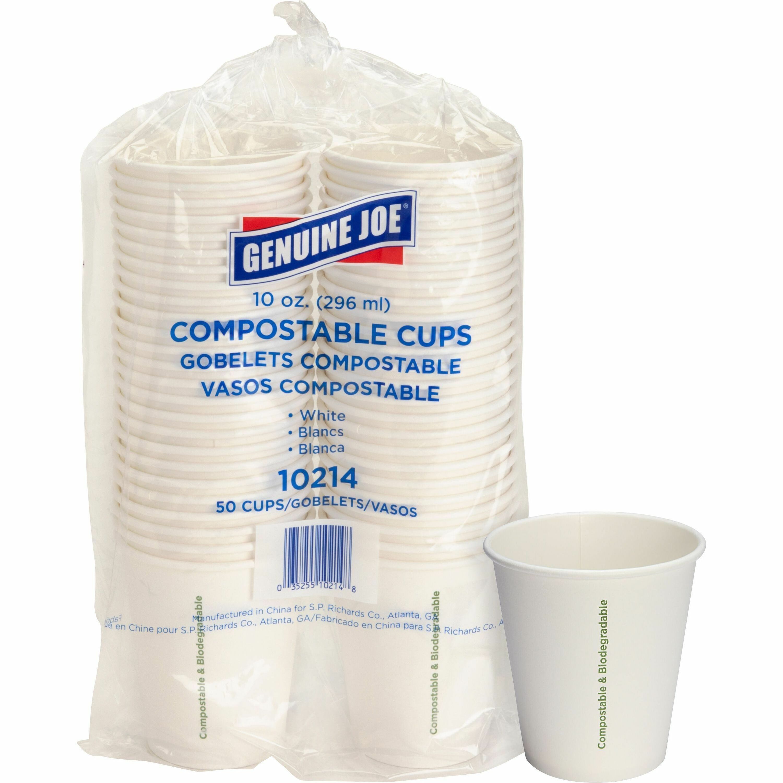 Genuine Joe 10 oz Eco-friendly Paper Cups - 50 / Pack - White - Paper - Coffee, Tea, Hot Chocolate Genuine Joe 10 oz Eco-friendly Paper Cups - 50 / Pack - White - Paper - Coffee, Tea, Hot Chocolate