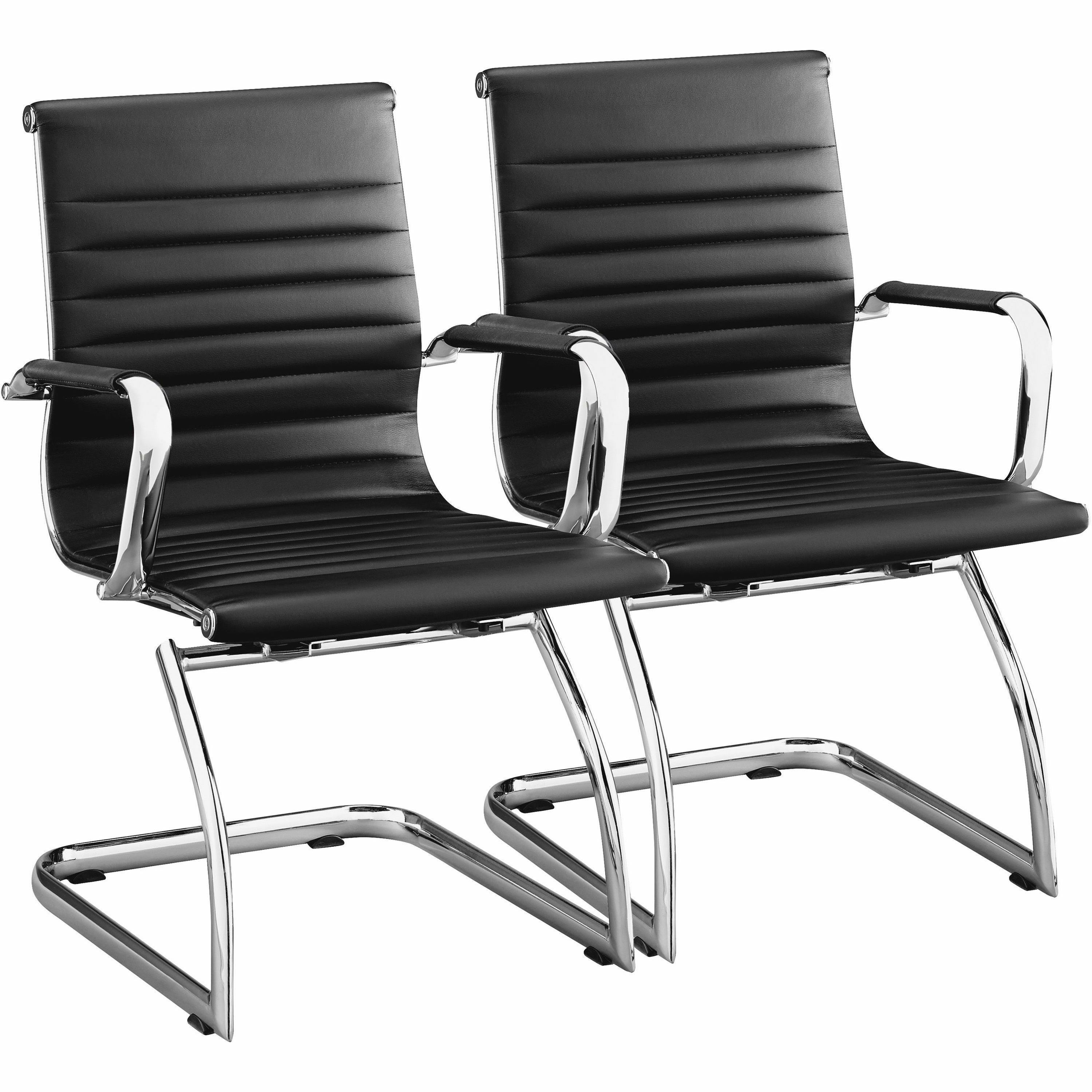 Lorell Modern Guest Chairs - Bonded Leather Seat - Bonded Leather Back - Mid Back - Cantilever Base - White - Leather - 2 / Carton Lorell Modern Guest Chairs - Bonded Leather Seat - Bonded Leather Back - Mid Back - Cantilever Base - White - Leather - 2 / Carton
