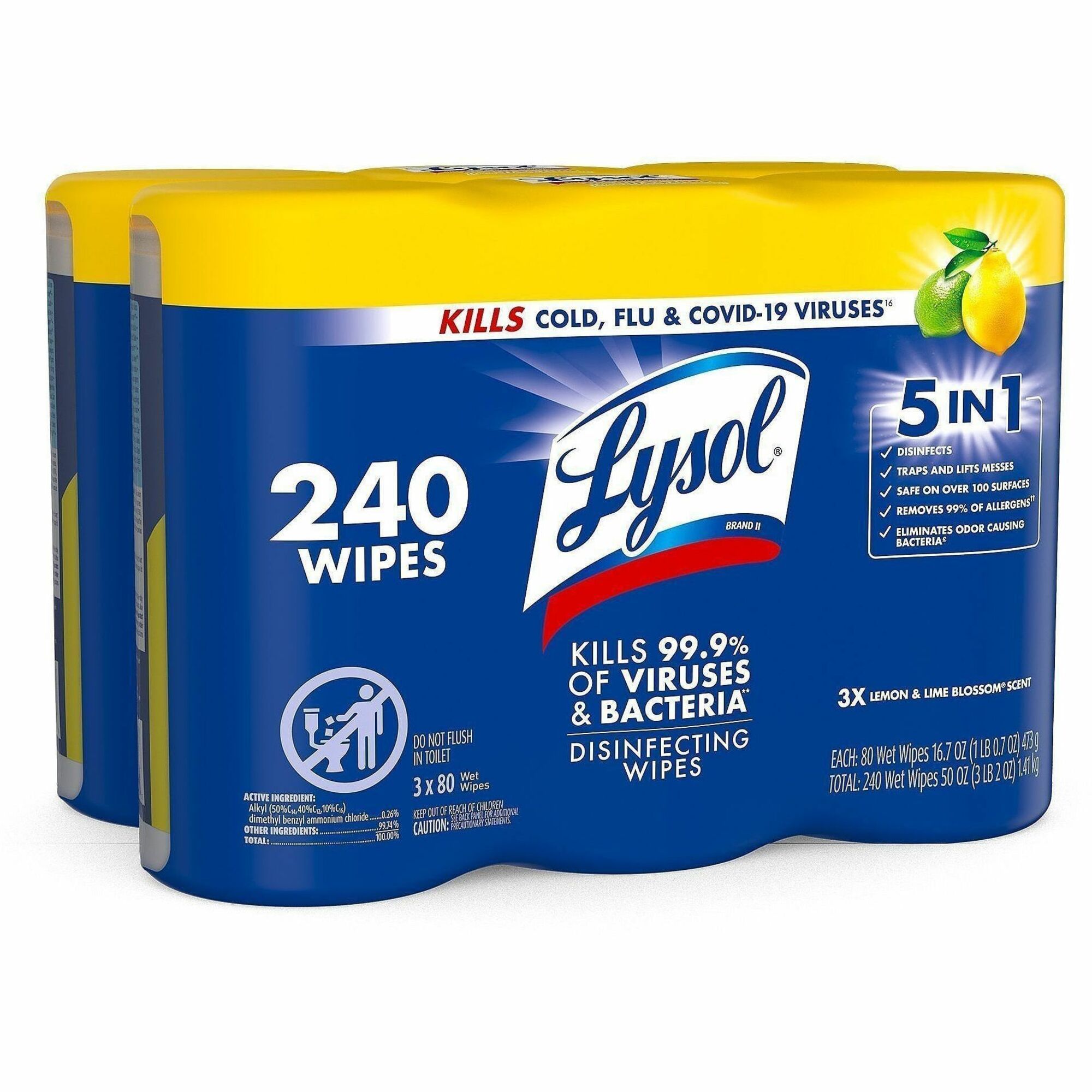 Lemon/Lime Disinfecting Wipes by Lysol RAC84251CT | OnTimeSupplies.com
