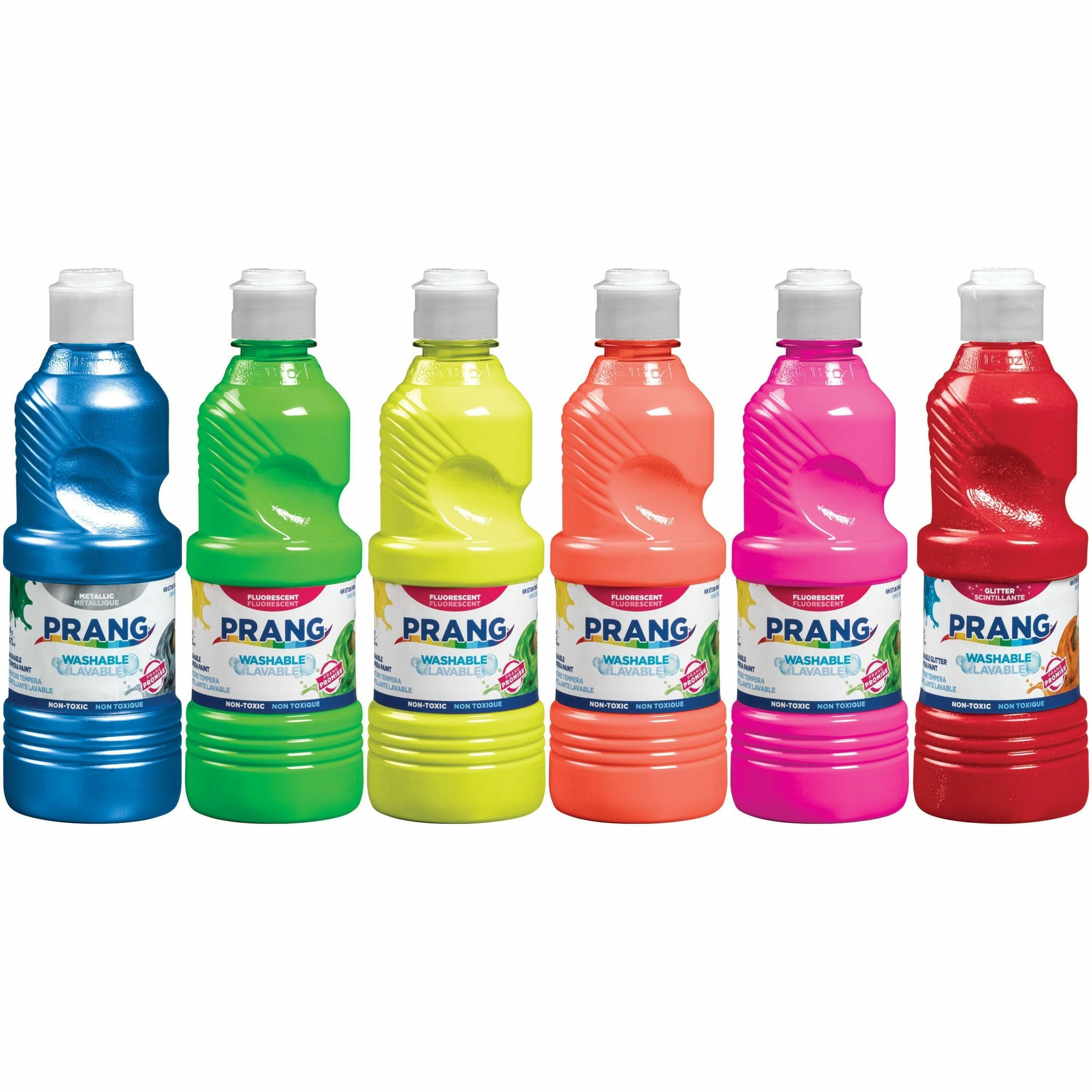 Prang Power Fluorescent Paint Set - 16 fl oz - 6 / Set - Neon Green, Neon Yellow, Neon Orange, Neon Pink, Neon Red, Neon Turquoise Prang Power Fluorescent Paint Set - 16 fl oz - 6 / Set - Neon Green, Neon Yellow, Neon Orange, Neon Pink, Neon Red, Neon Turquoise