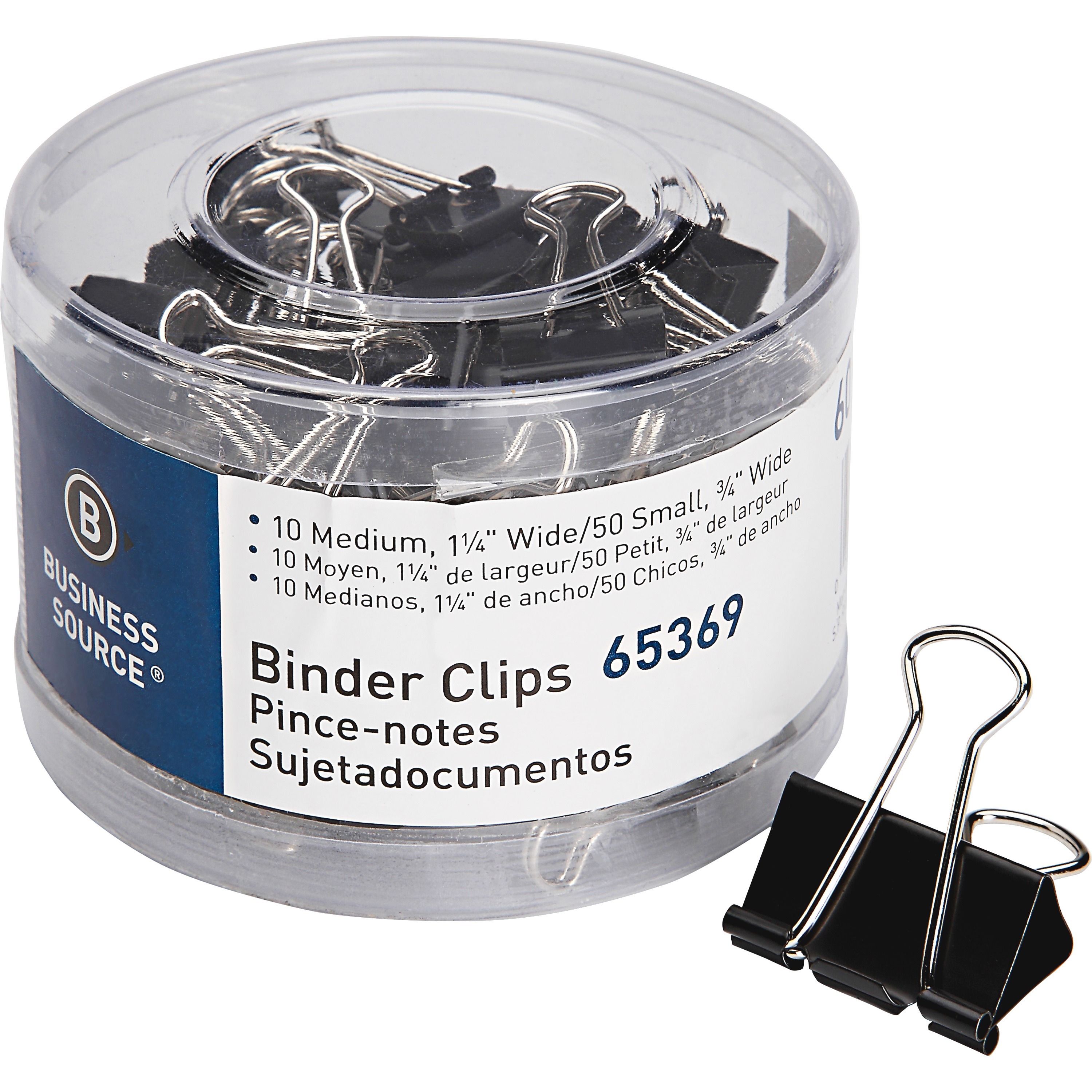 Business Source Small/Medium Binder Clips Set - Small, Medium - for Paper, Project, Document - 60 / Pack - Black Business Source Small/Medium Binder Clips Set - Small, Medium - for Paper, Project, Document - 60 / Pack - Black