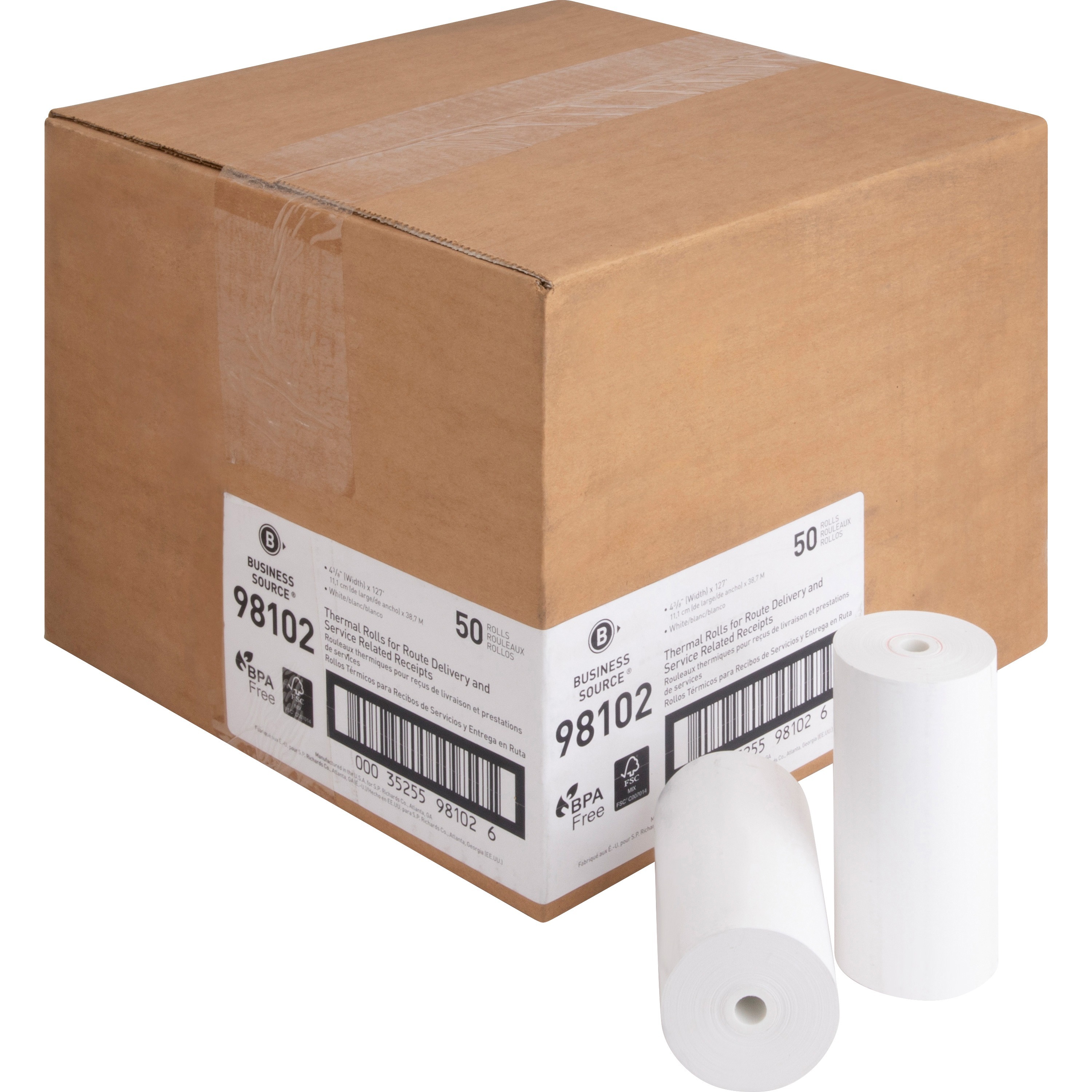 Business Source Portable Printer Receipt Thermal Rolls - 4 19/64 Business Source Portable Printer Receipt Thermal Rolls - 4 19/64