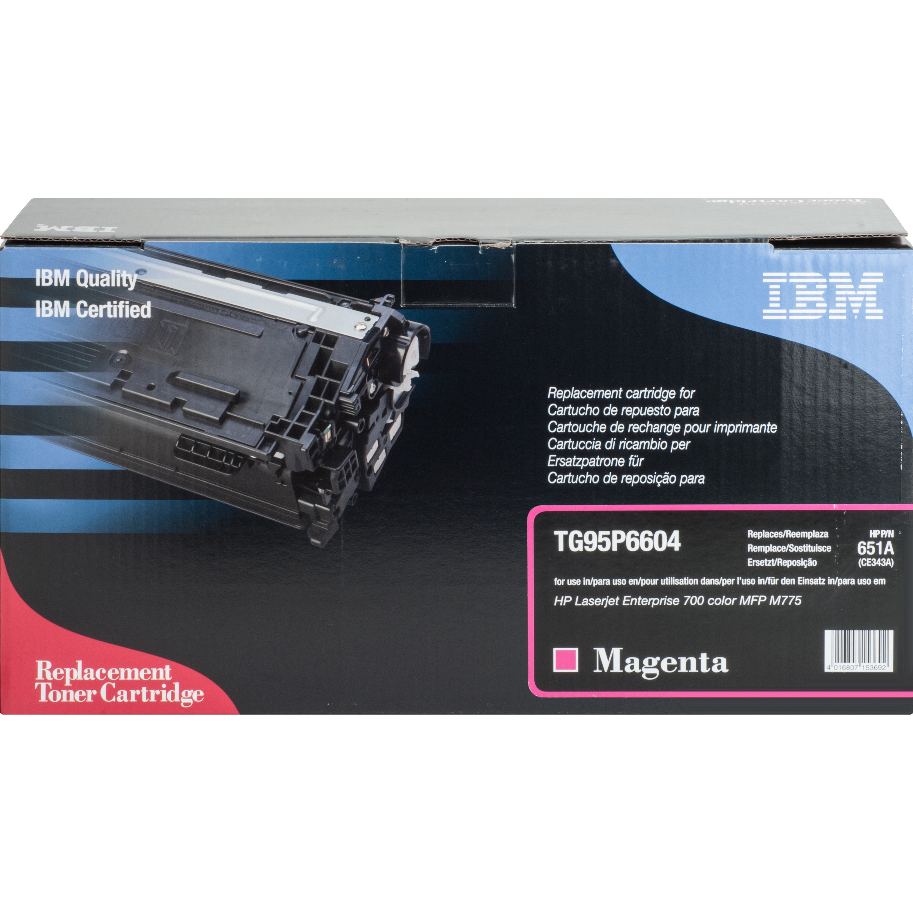 IBM Remanufactured Toner Cartridge - Alternative for HP 651A (CE343A) - Laser - 16000 Pages - Magenta - 1 Each IBM Remanufactured Toner Cartridge - Alternative for HP 651A (CE343A) - Laser - 16000 Pages - Magenta - 1 Each